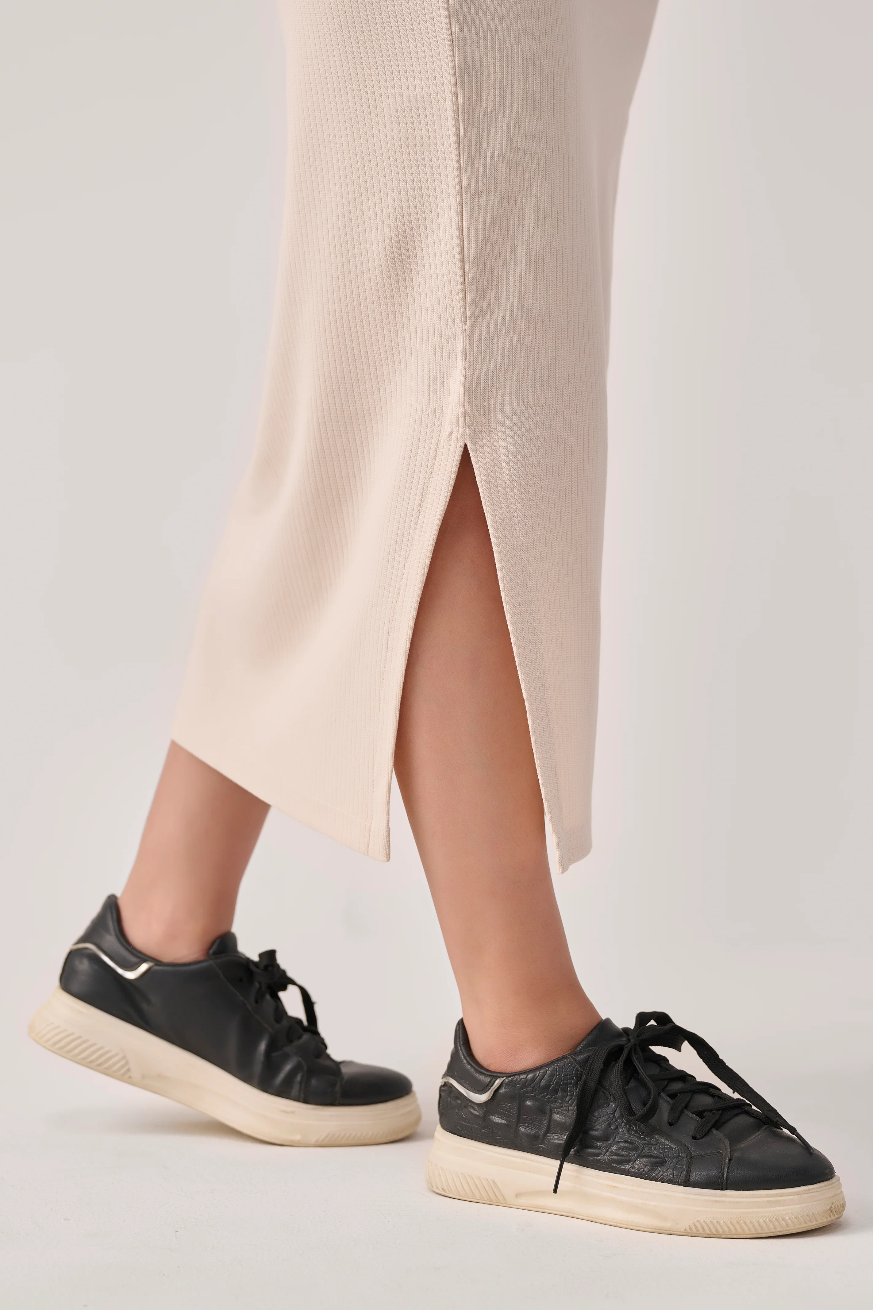 Rib Skirt - Beige - Image 3