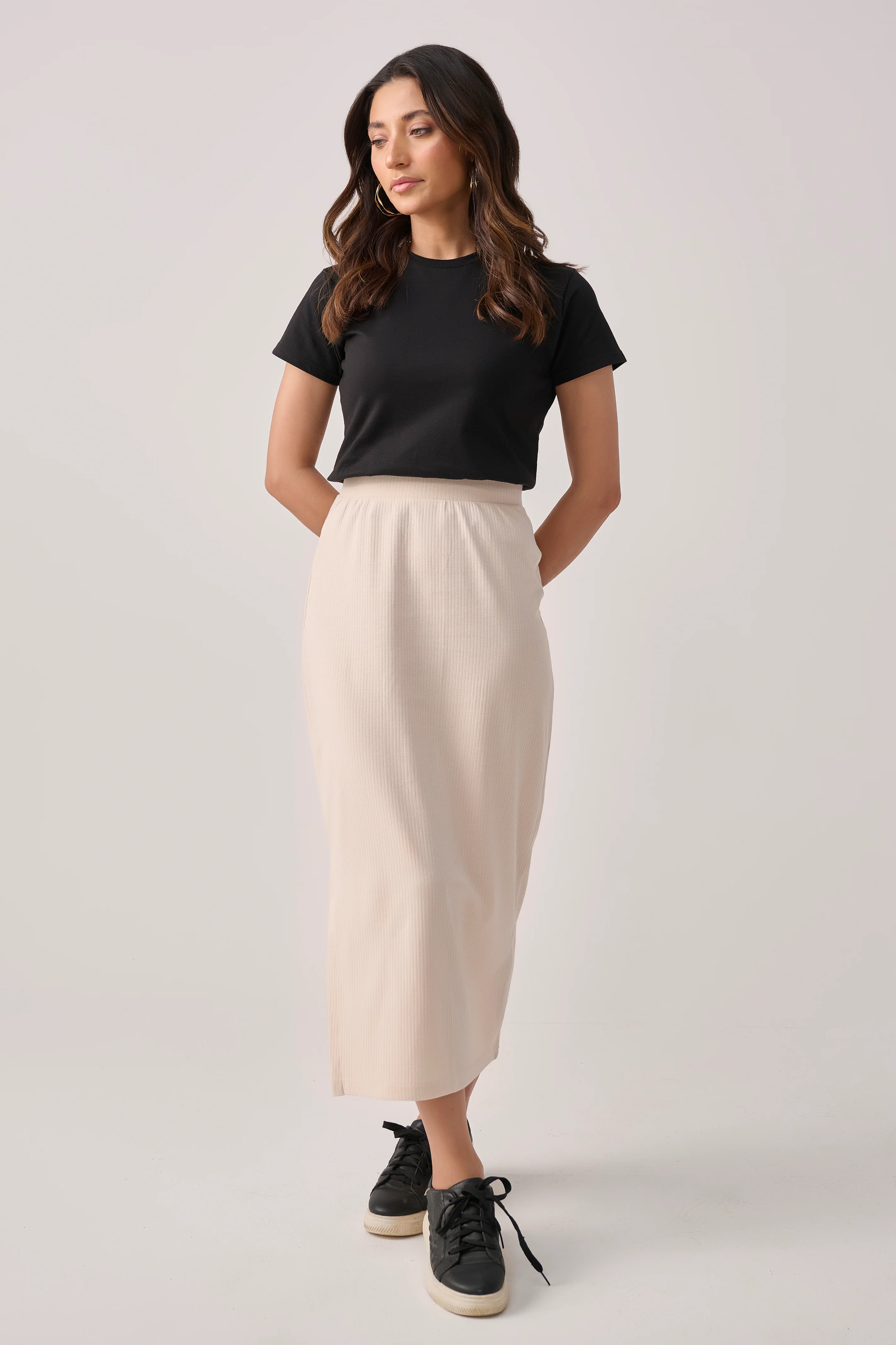 Rib Skirt - Beige - Image 5