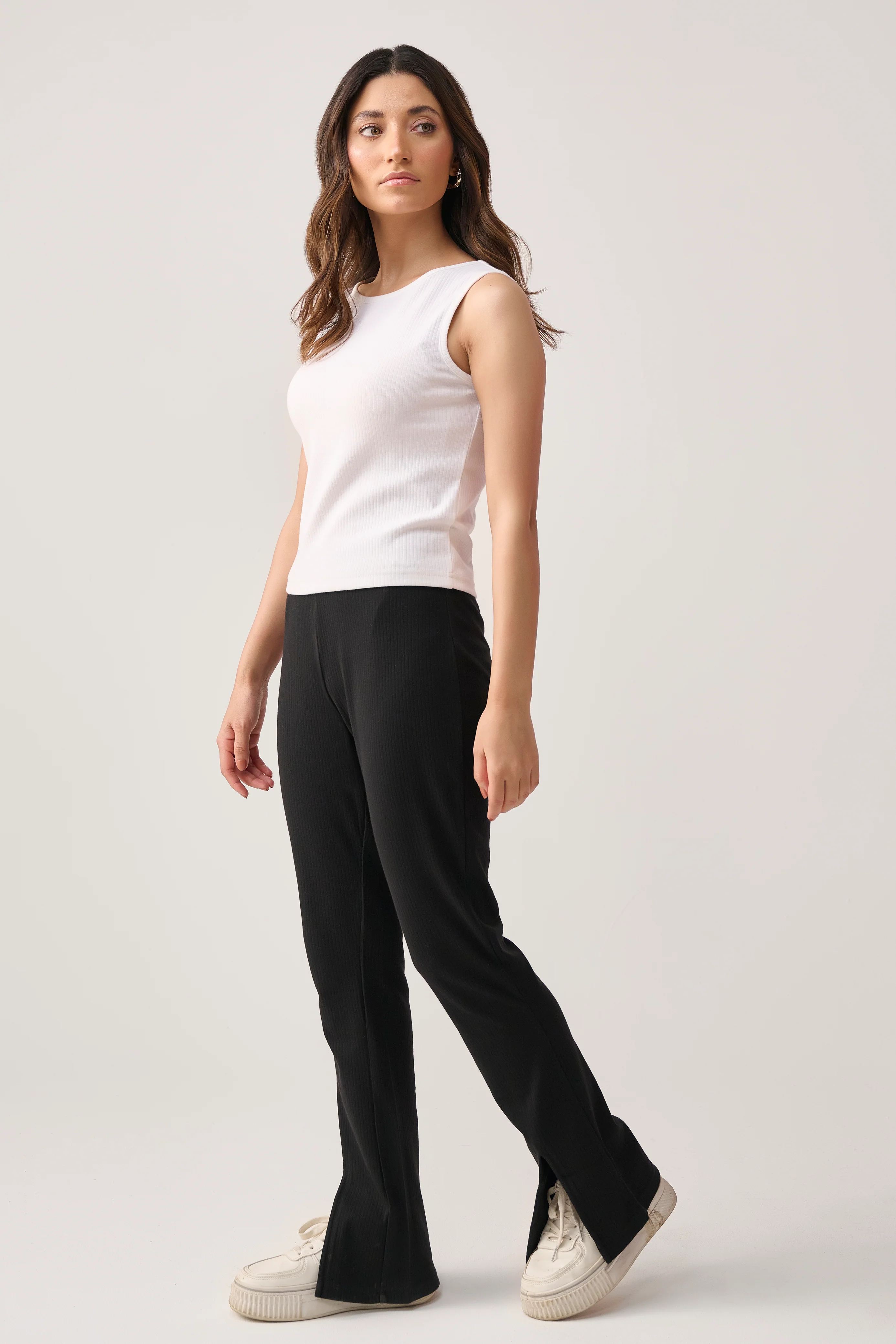 Slit Flared Pants - Black - Image 3