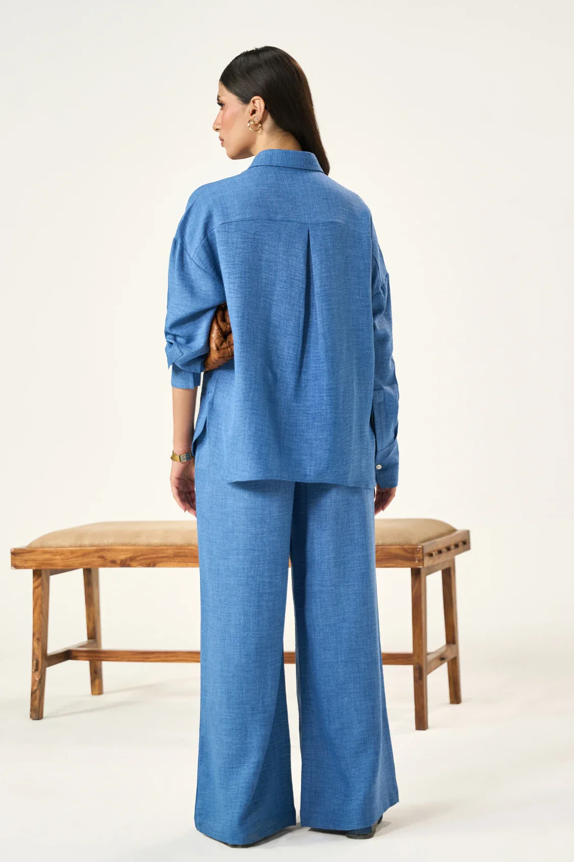 Button-down Co-Ord Set - Warm Blue - Image 3