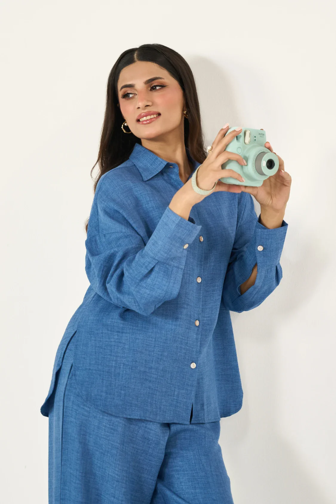 Button-down Co-Ord Set - Warm Blue - Image 5