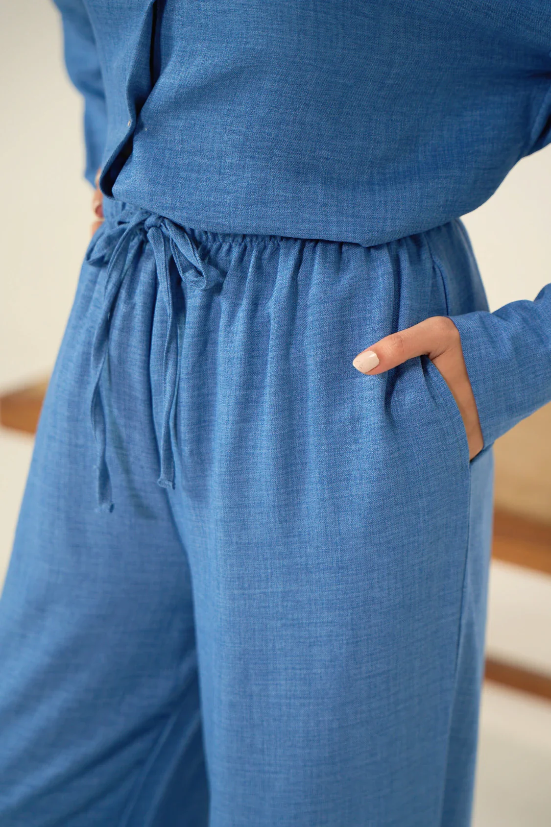 Button-down Co-Ord Set - Warm Blue - Image 6