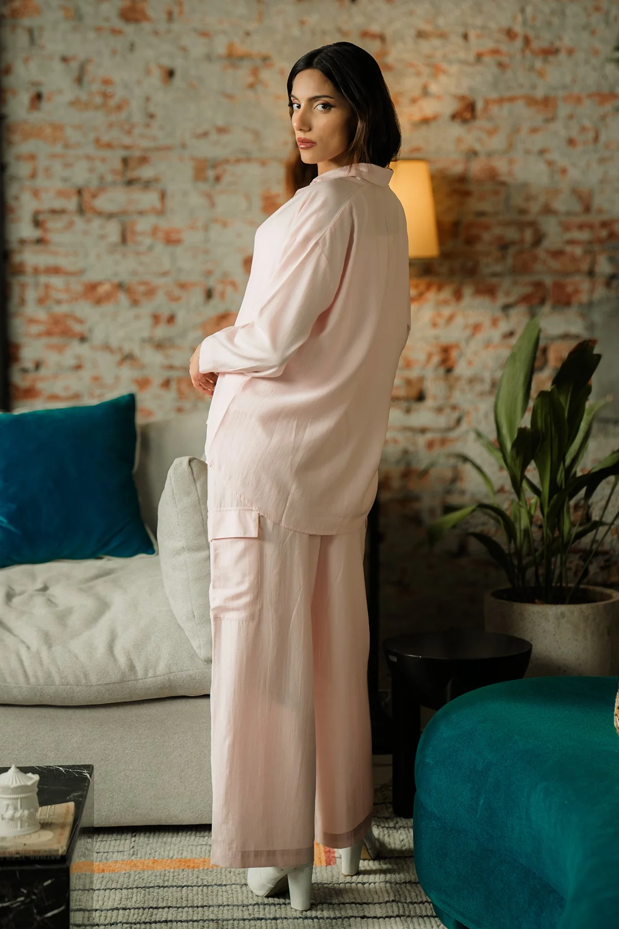 Co-ord Set with Cargo Pants - Pastel Pink - Image 4