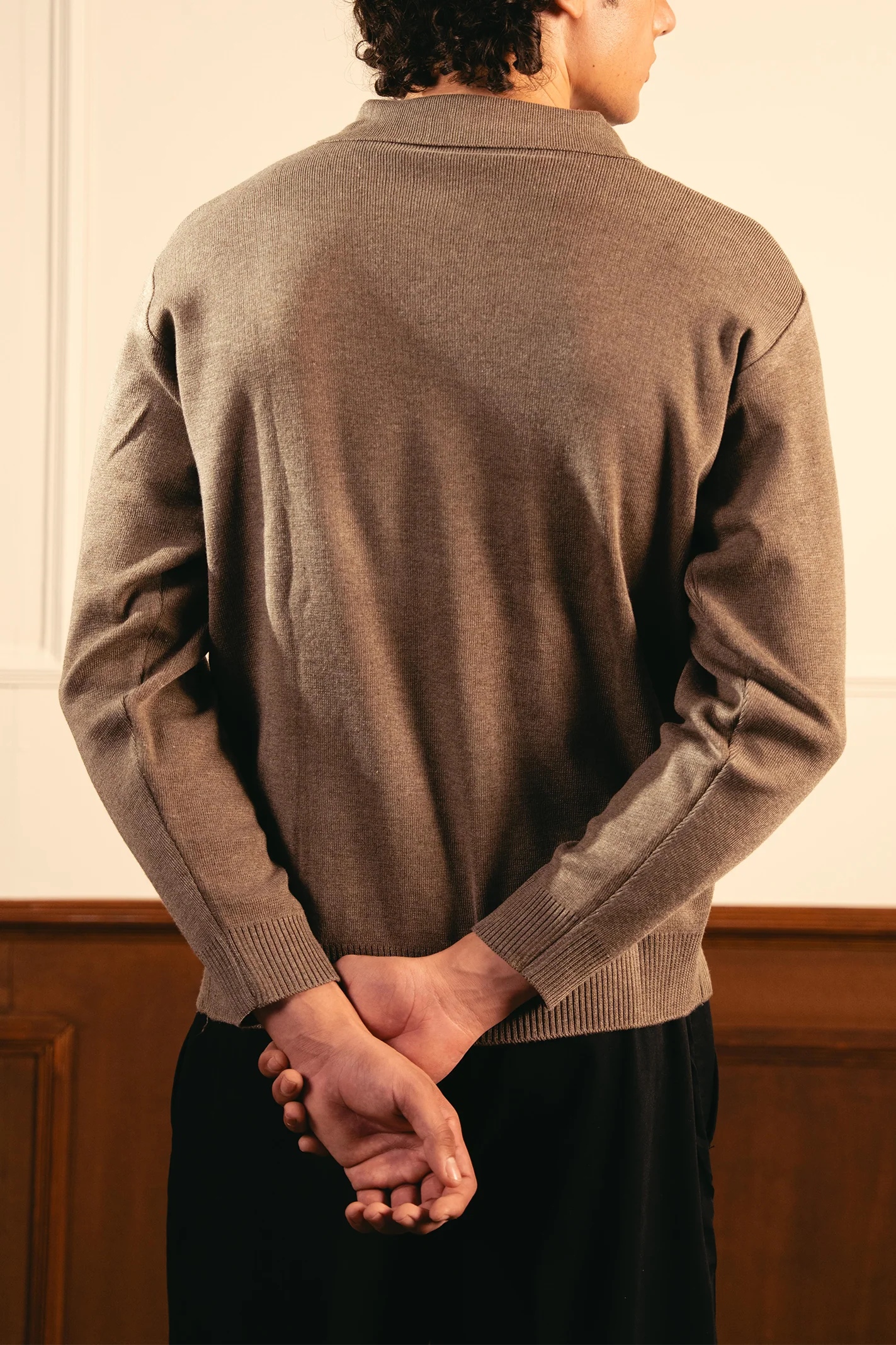 Classic Knitted Polo Shirt β Camel - Image 4