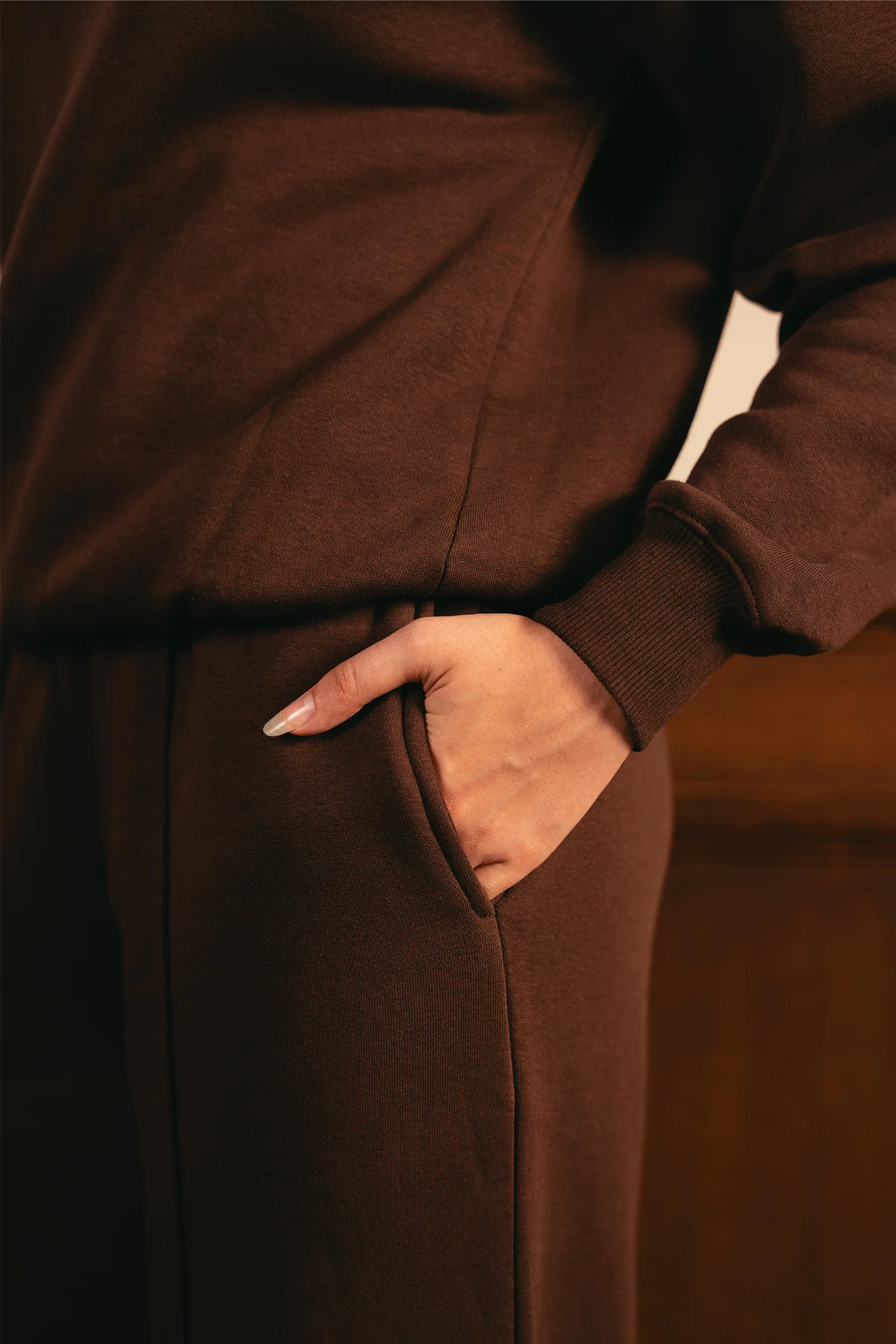 Classic Quarter-Zip Sweatsuit - Brown - Image 3