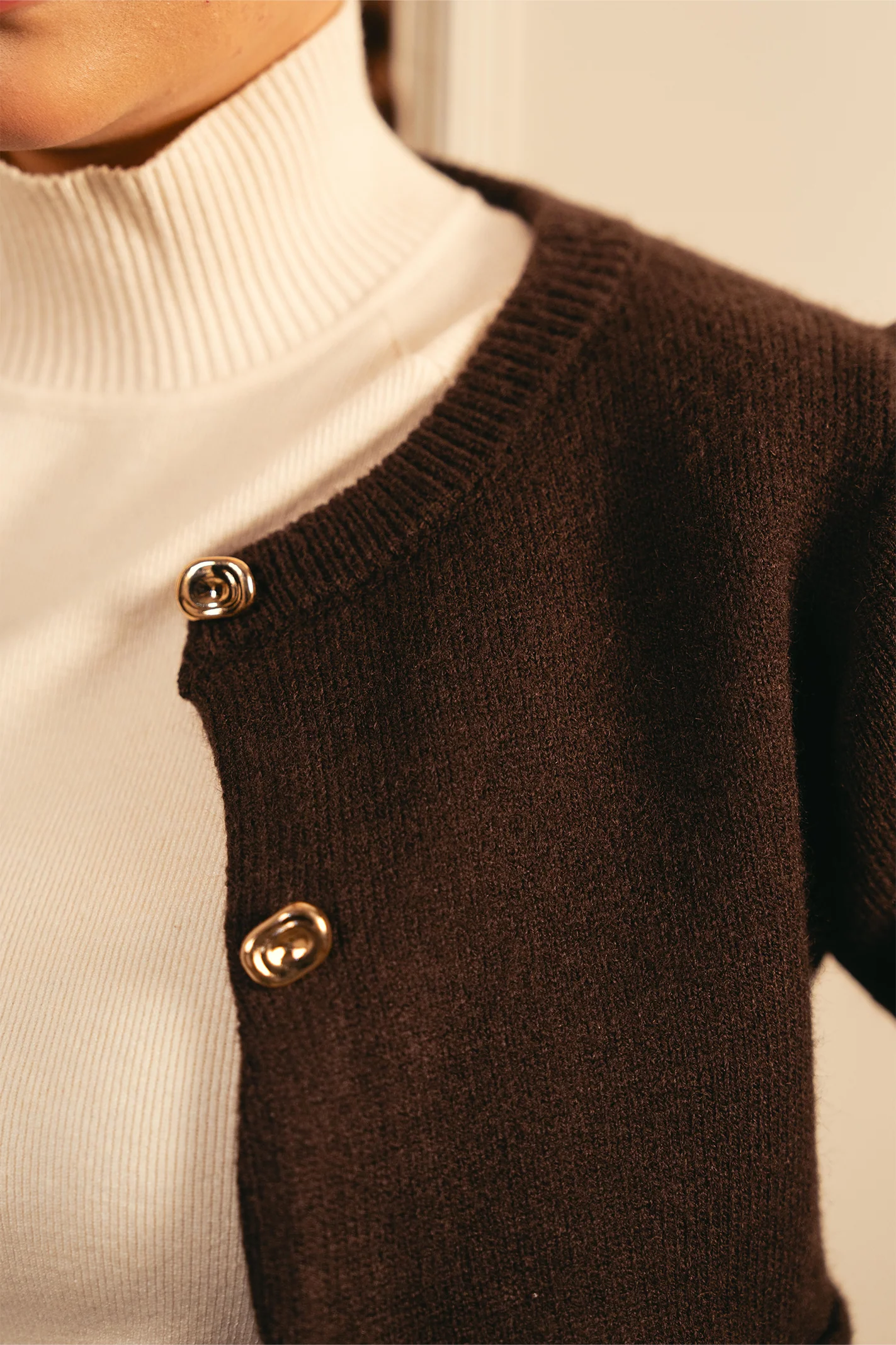 Cocoa Soft Knit Cardigan - Brown - Image 3