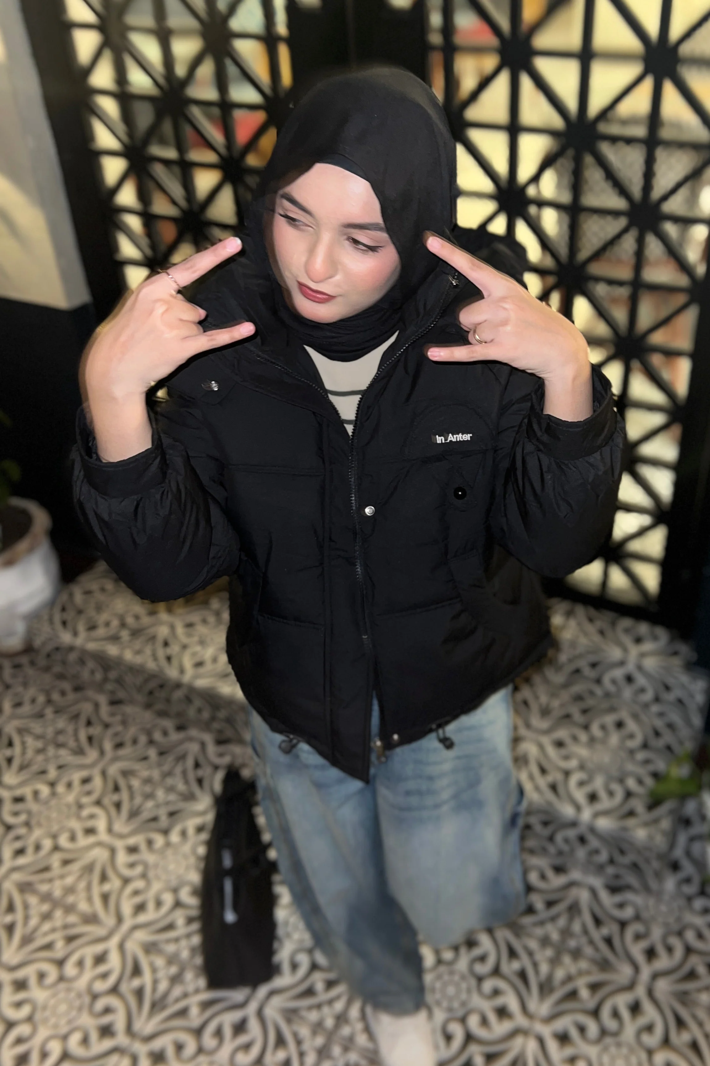 Cozy Hooded Puffer Jacket - Black - Image 4