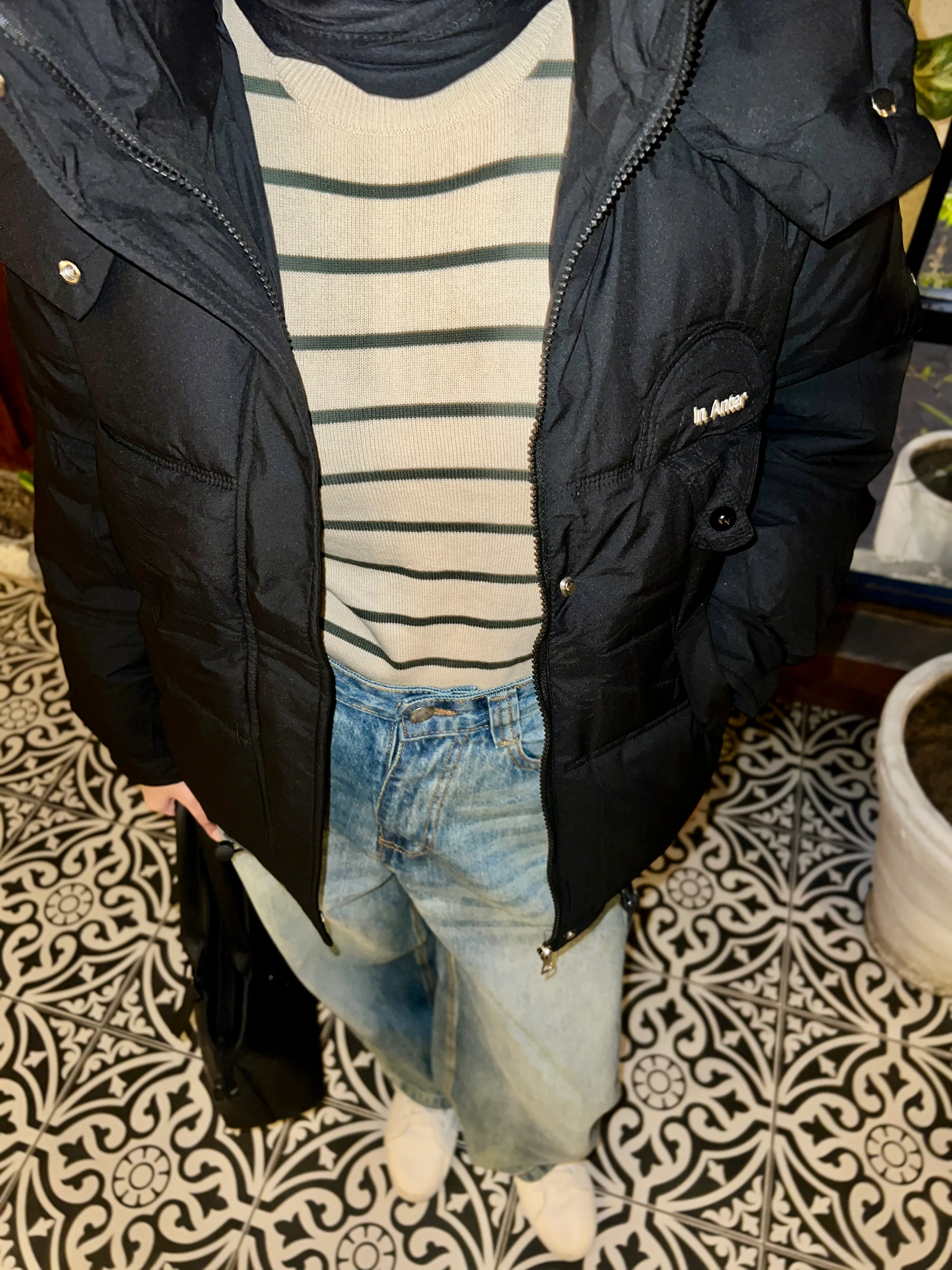 Cozy Hooded Puffer Jacket - Black - Image 5