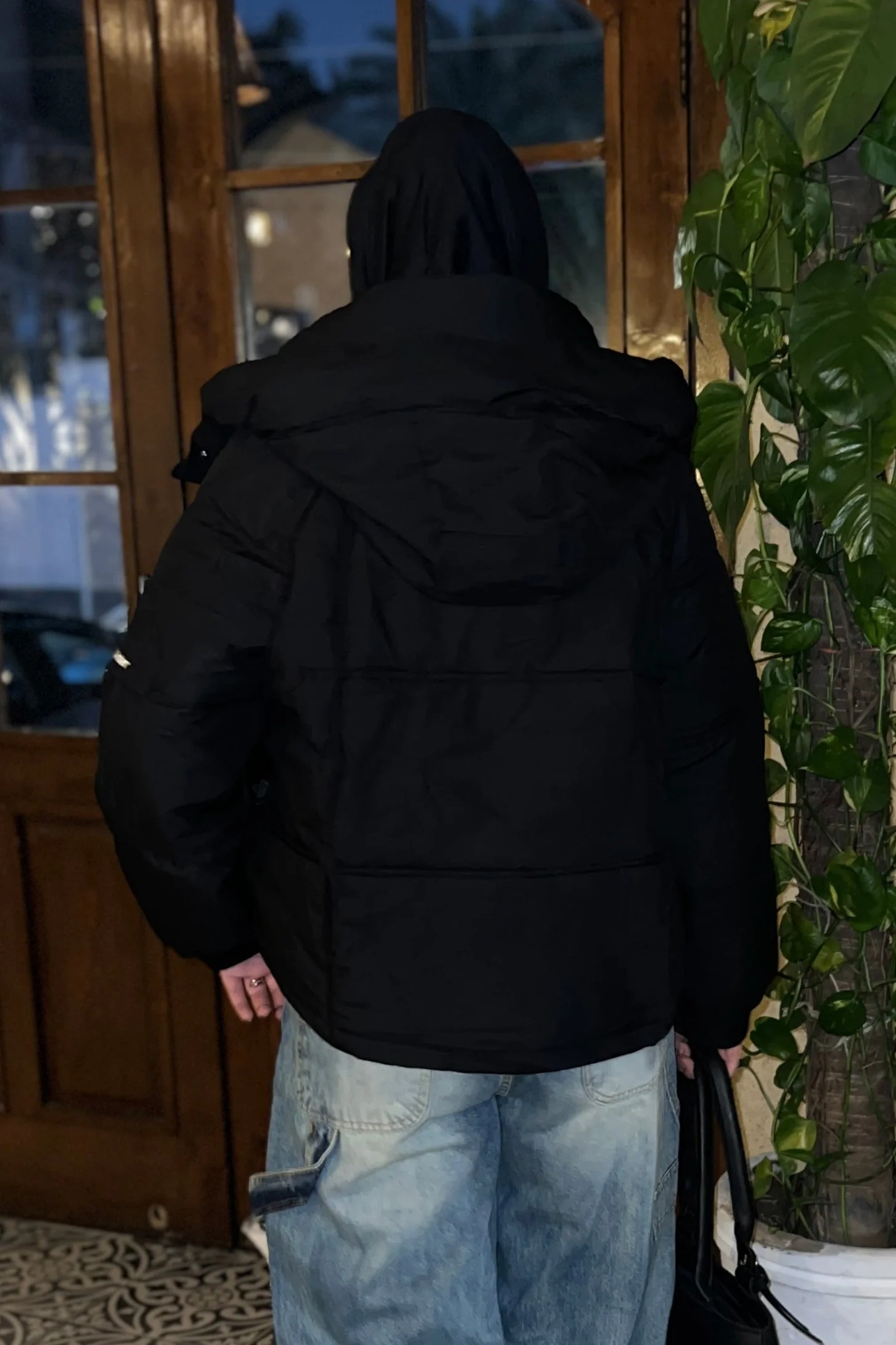 Cozy Hooded Puffer Jacket - Black - Image 6