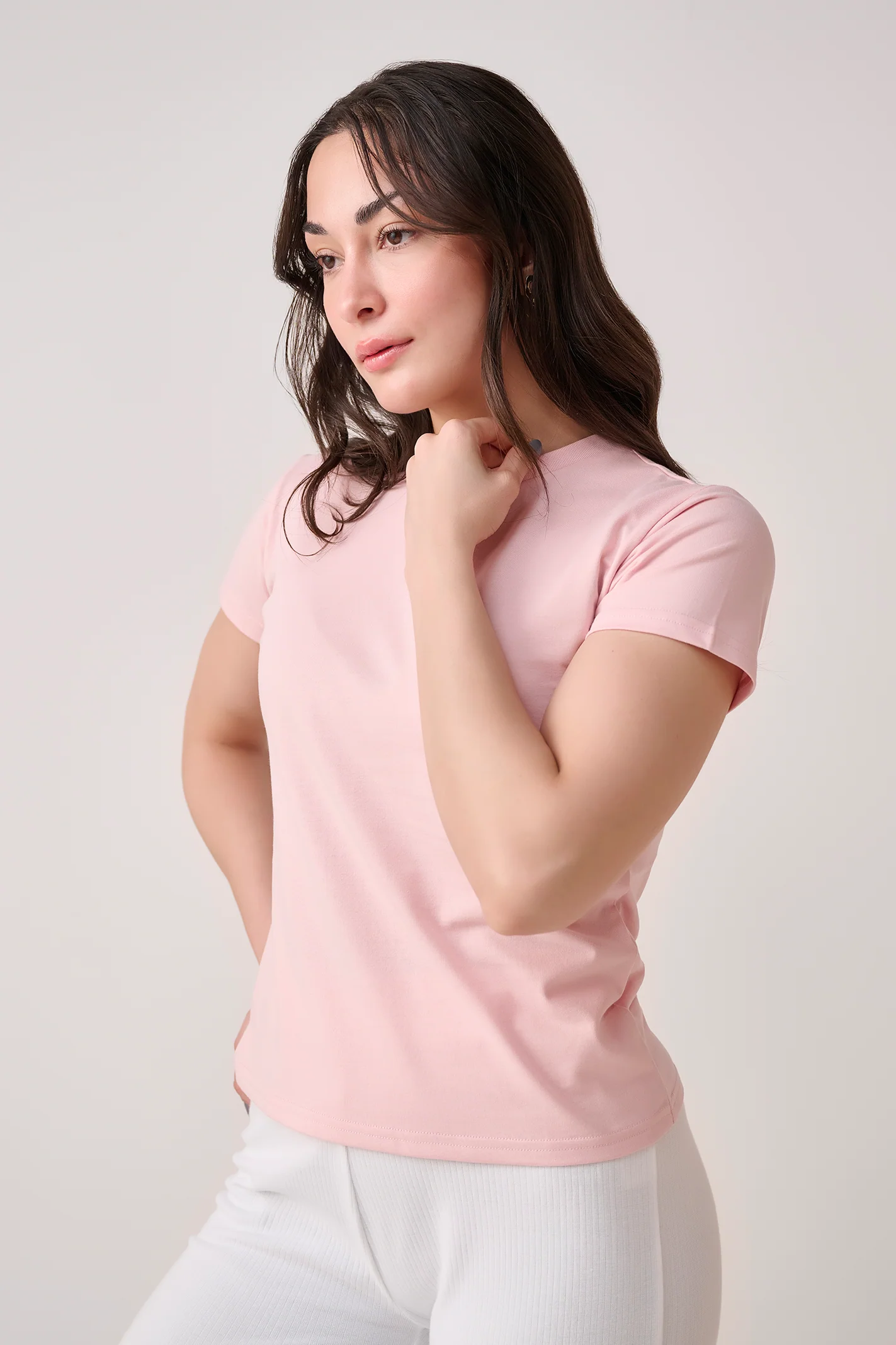 Crew Neck Tee - Light Pink