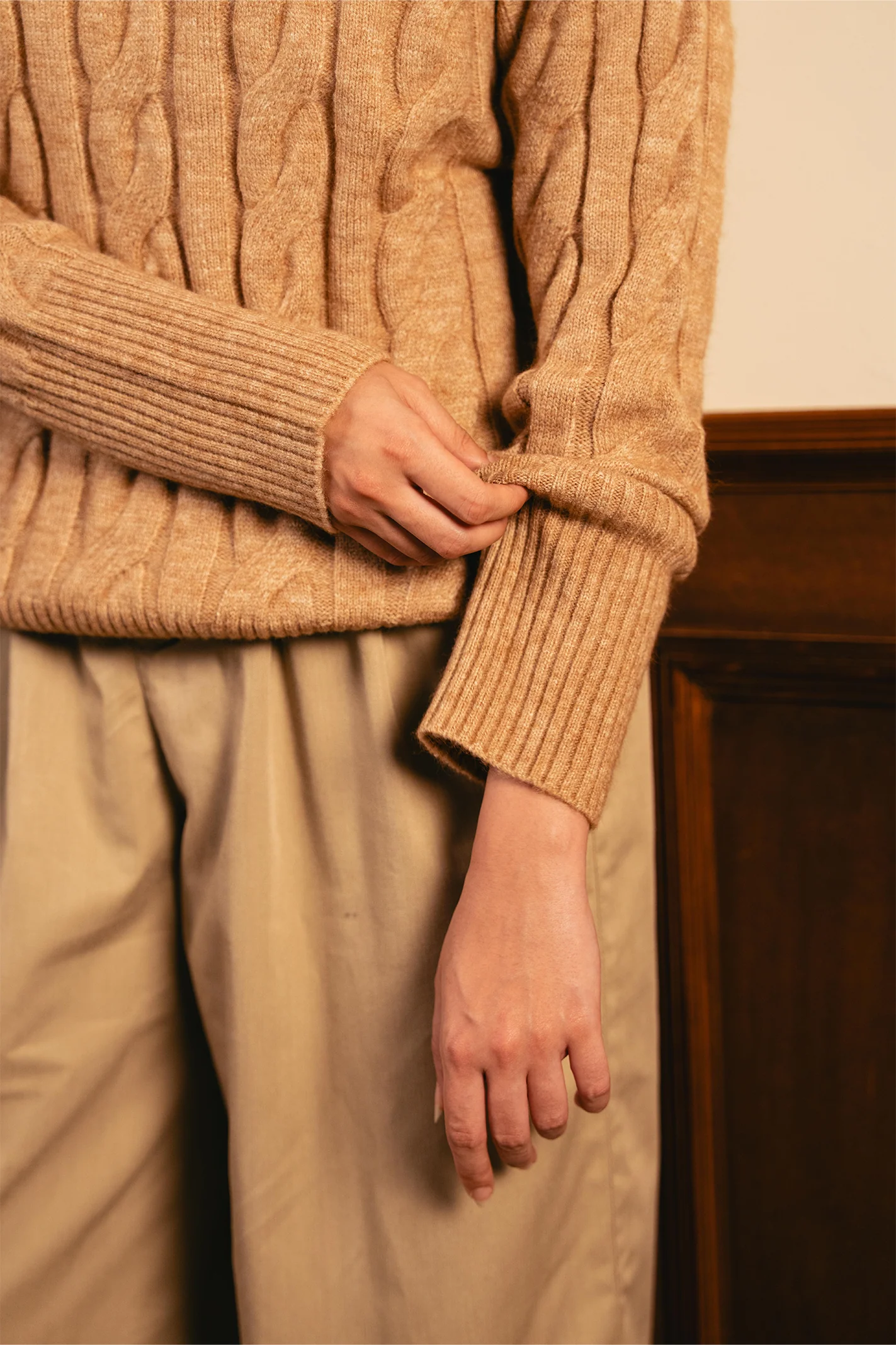 Dusty Cable Knit Sweater - Nude - Image 4