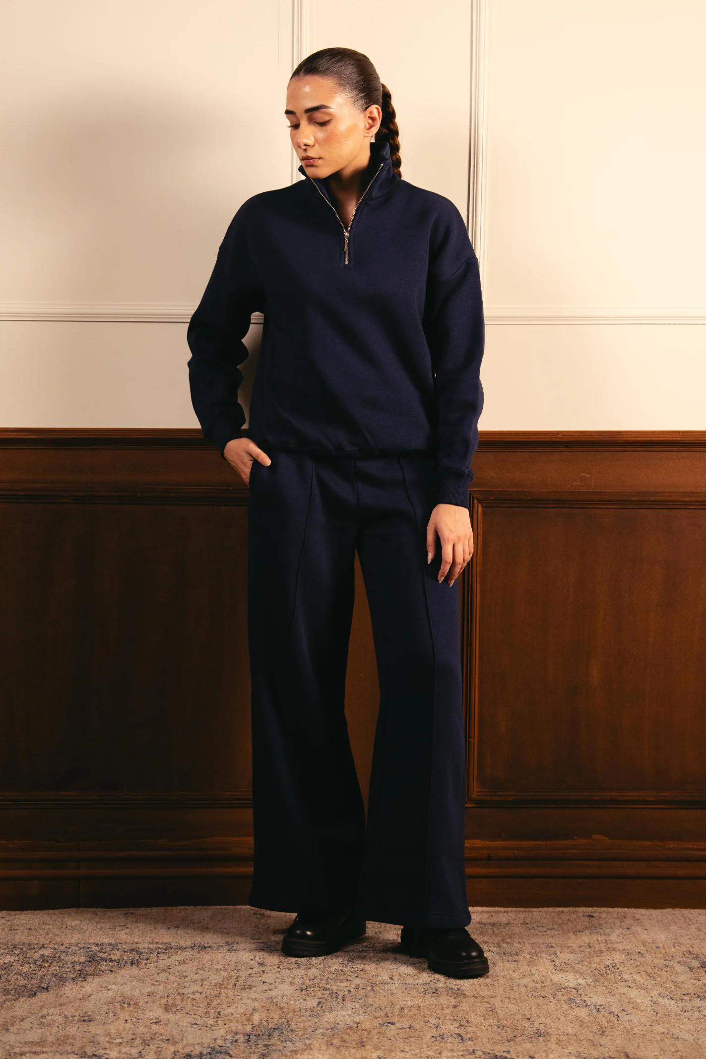 Everyday Wide Leg Sweatpants - Navy Blue - Image 4