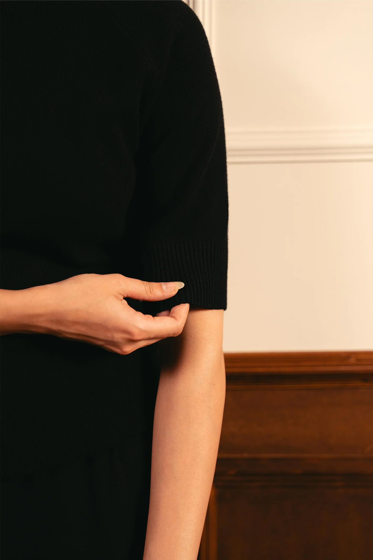Fine Knit Mock Neck Top - Black - Image 6