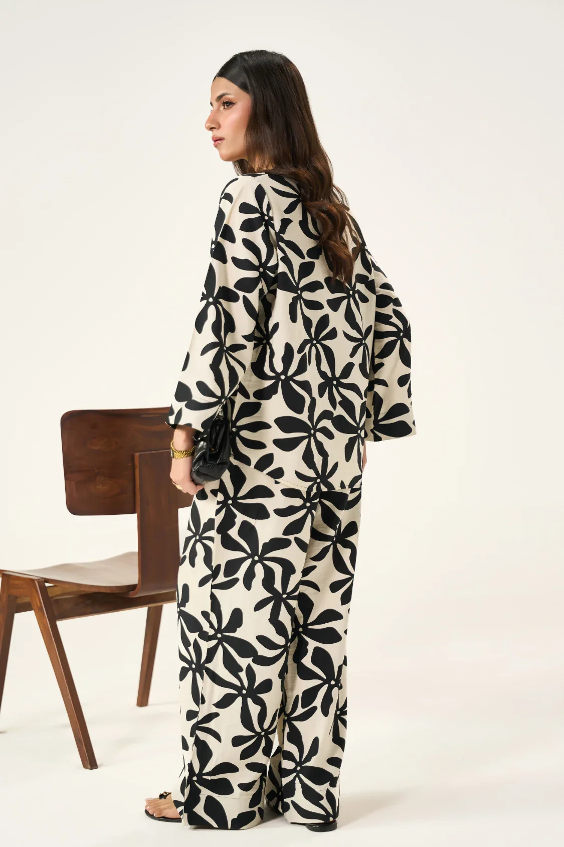 Flora Co-Ord Set - Black & Cream - Image 3