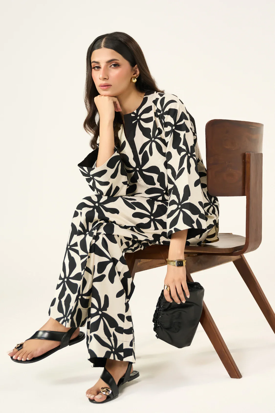 Flora Co-Ord Set - Black & Cream - Image 9