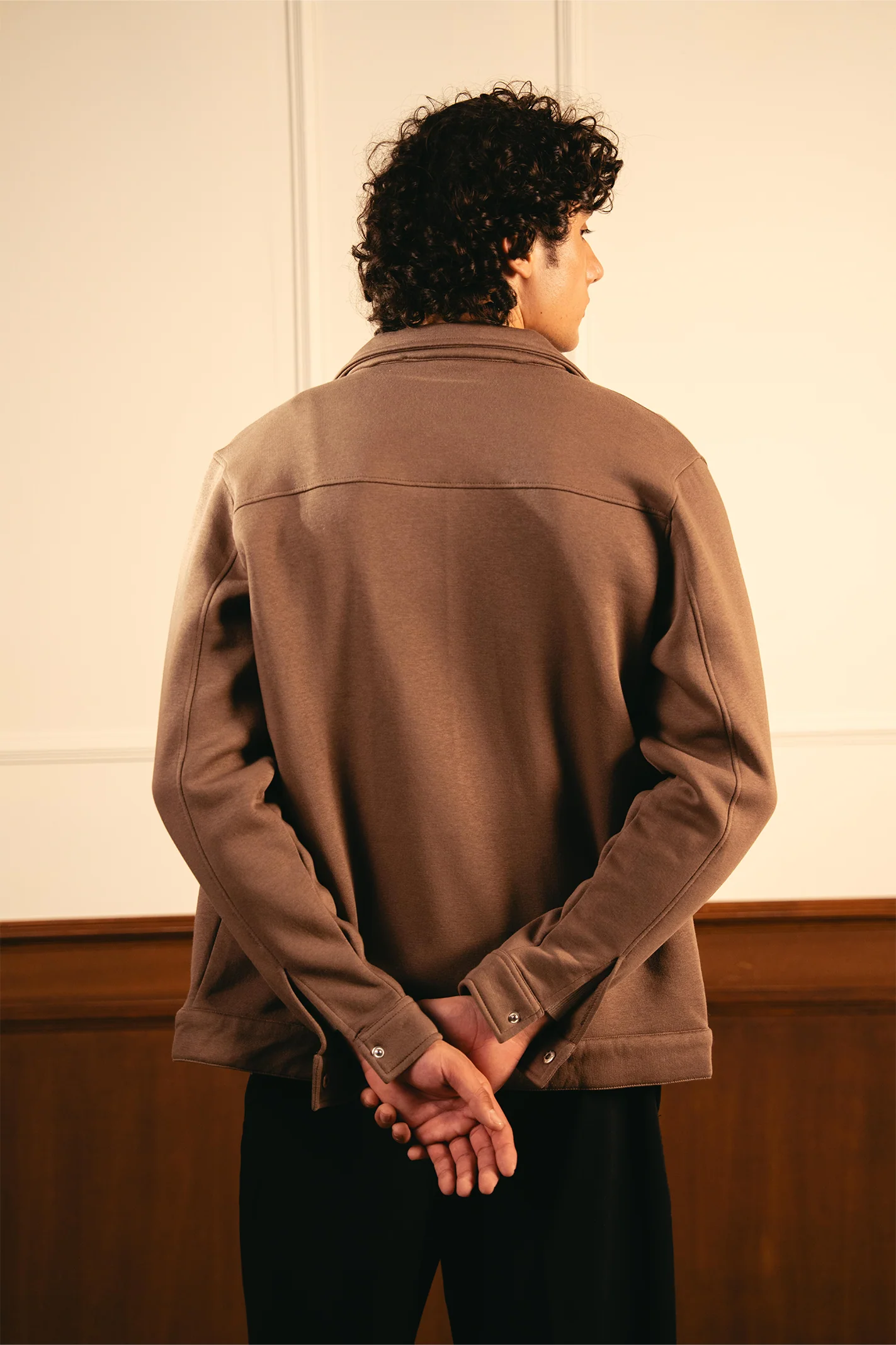 Men Full Zipper Jacket – Brown - Image 5