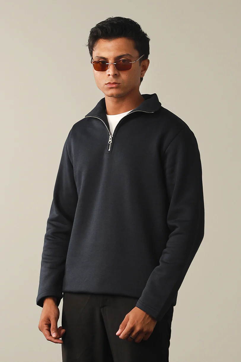 Half Zip Sweatshirt - Navy - Image 2