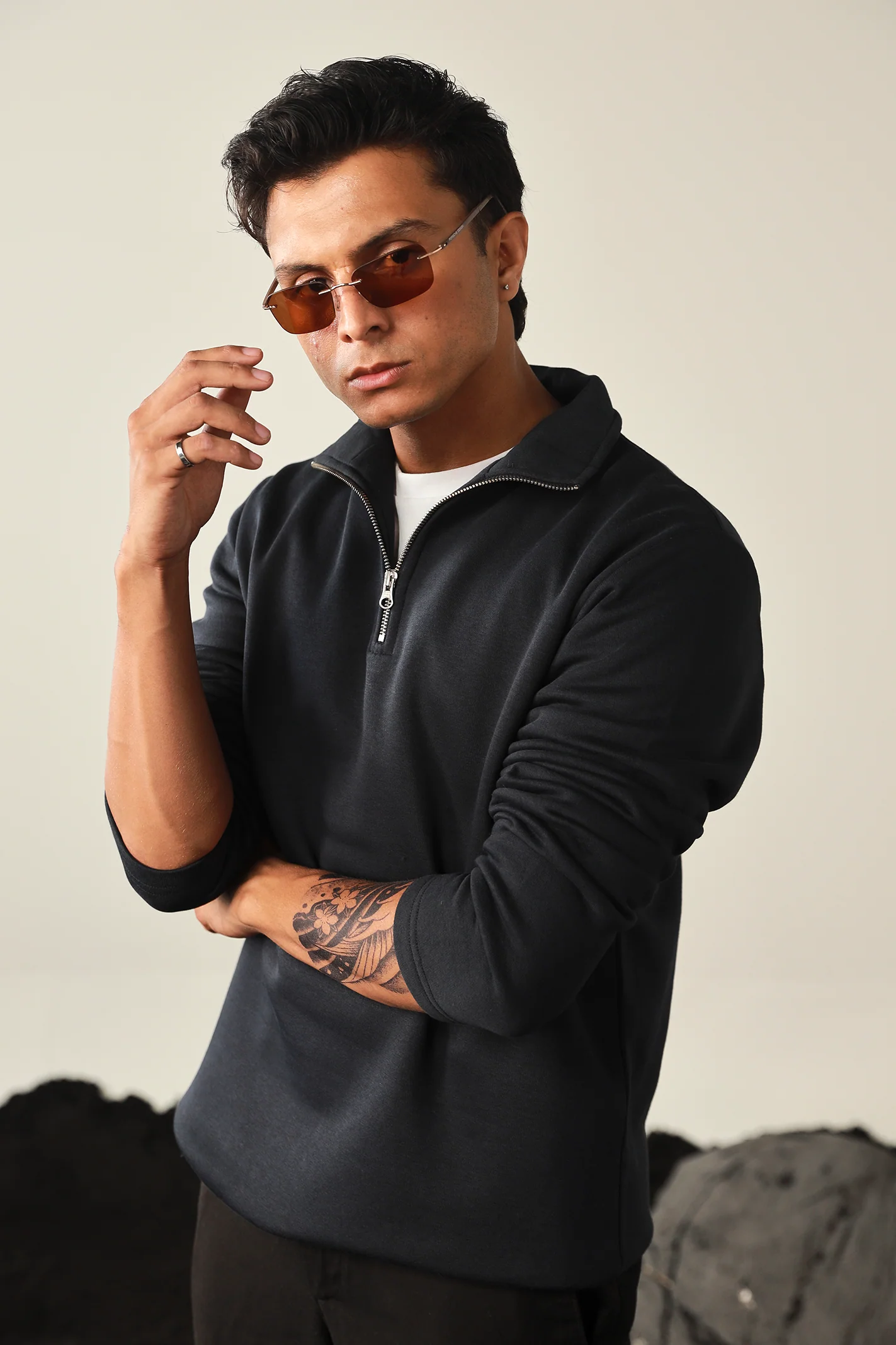 Half Zip Sweatshirt - Navy - Image 4