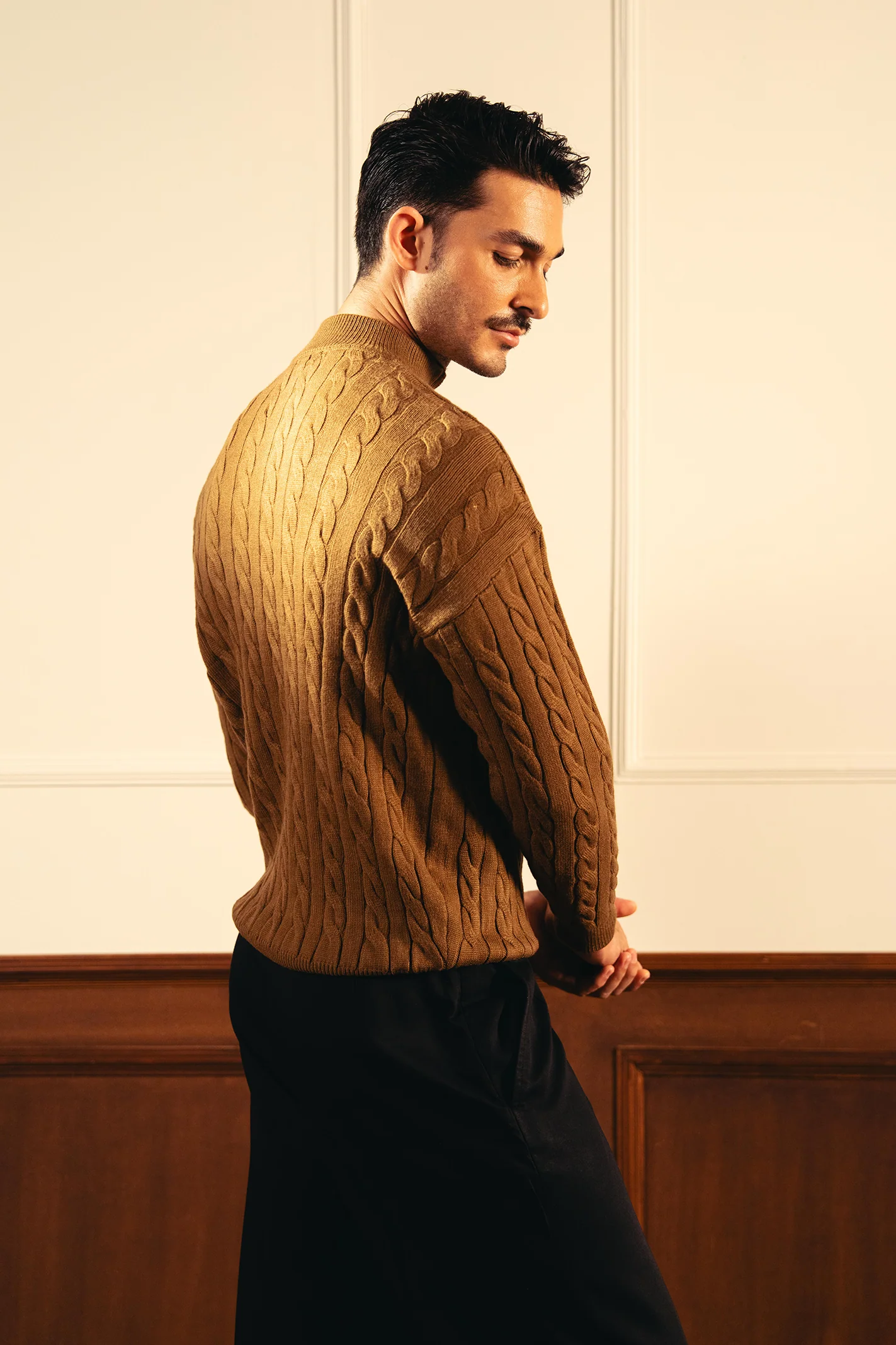 Heritage Cable Knit Sweater β Coffee Brown - Image 4