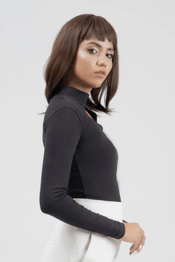 Mock Neck Top - Black - Image 3