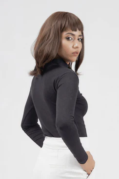 Mock Neck Top - Black - Image 4