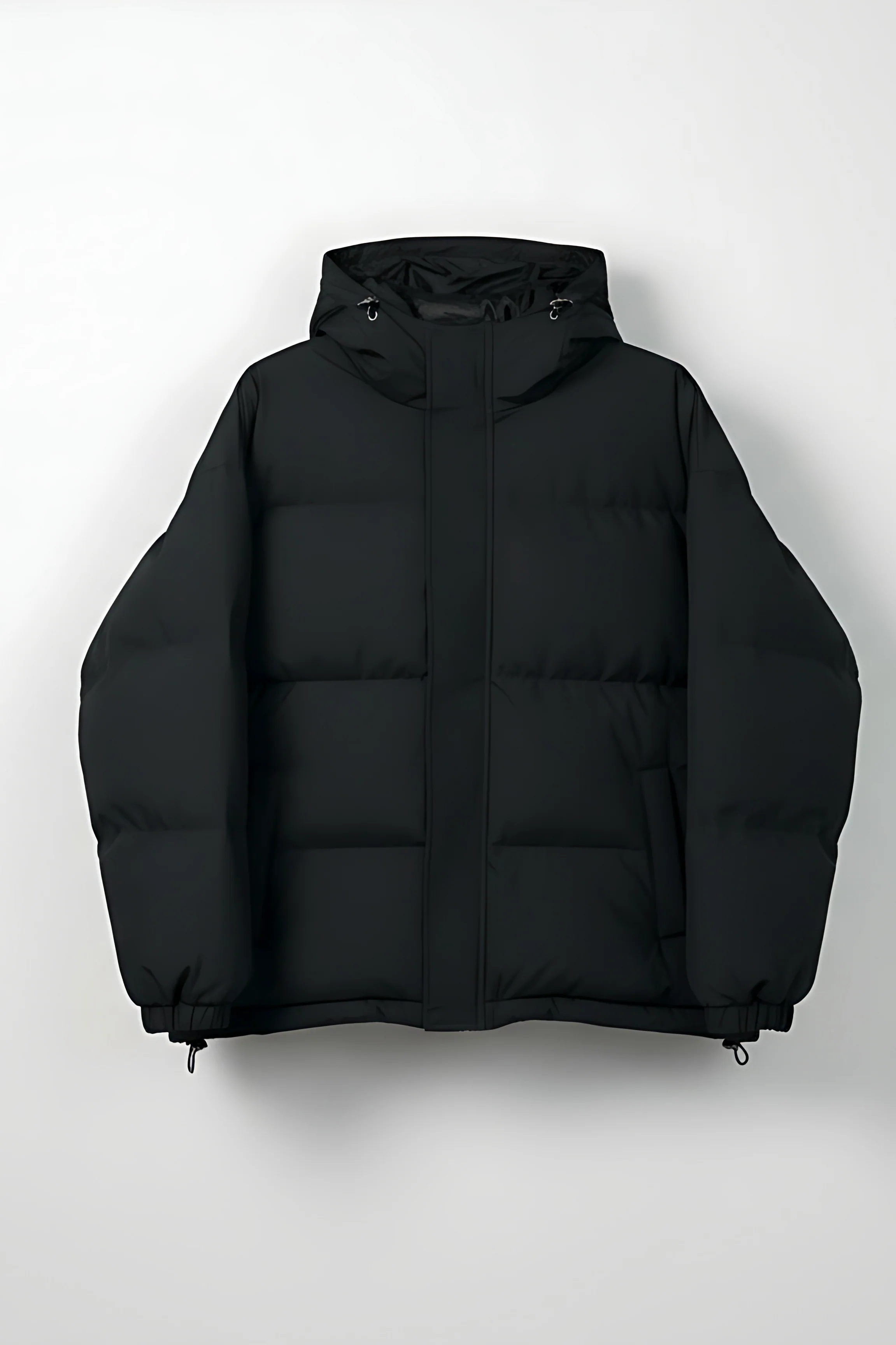Insulated Hooded Puffer Jacket - Black - Image 7