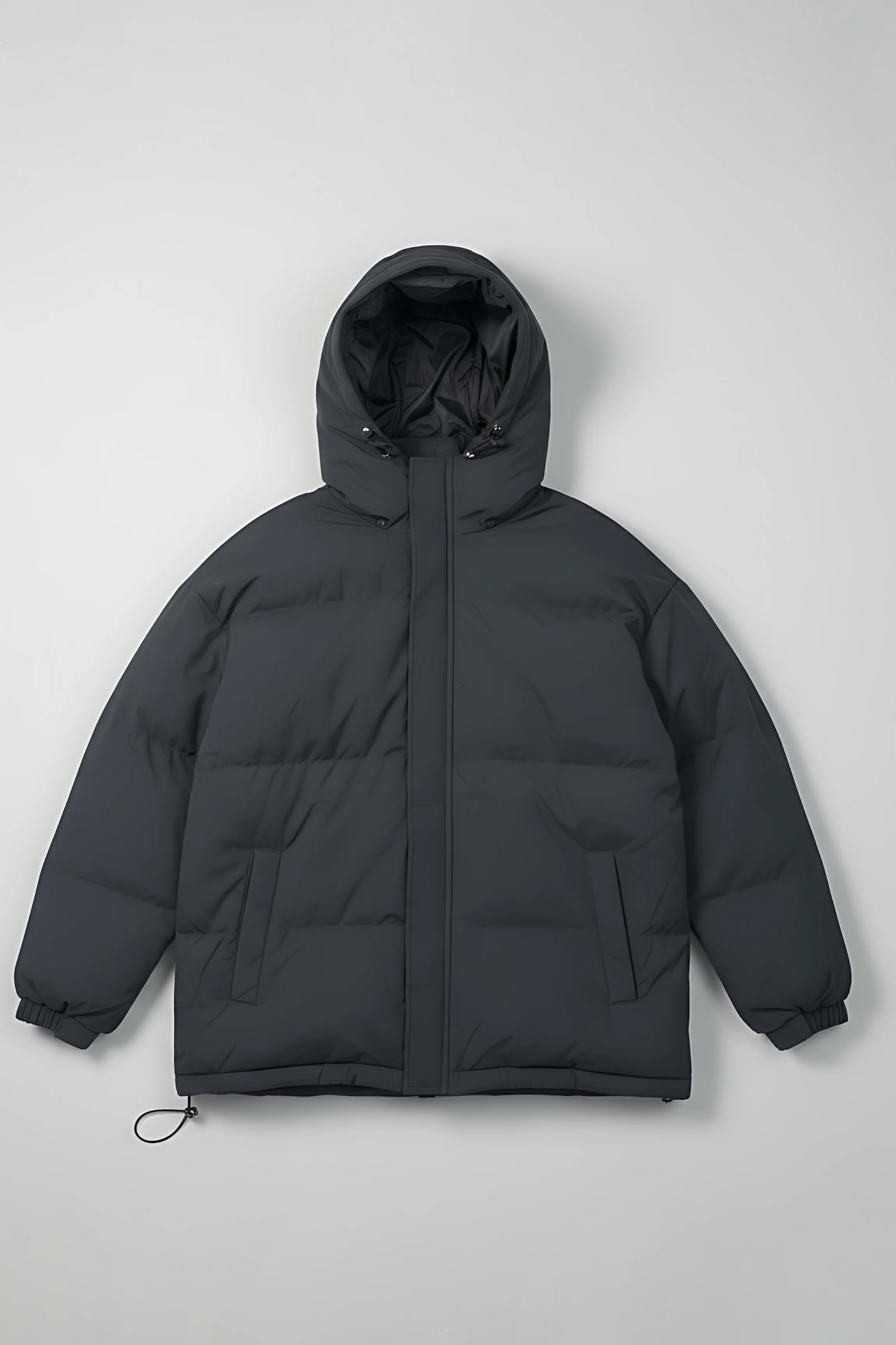 Insulated Hooded Puffer Jacket - Gray - Image 9