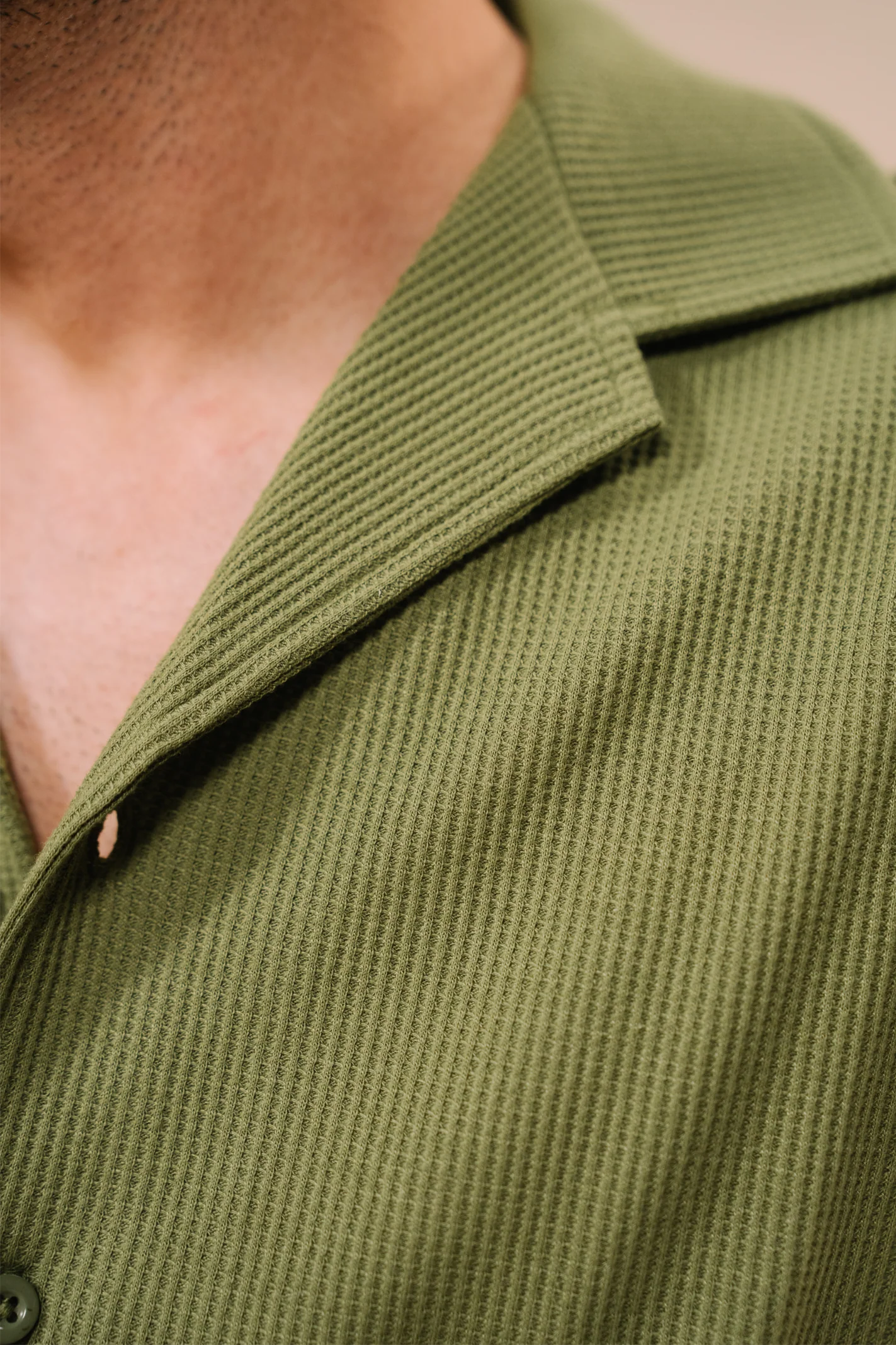 Boxy Fit Waffle Shirt – Mid Green - Image 5