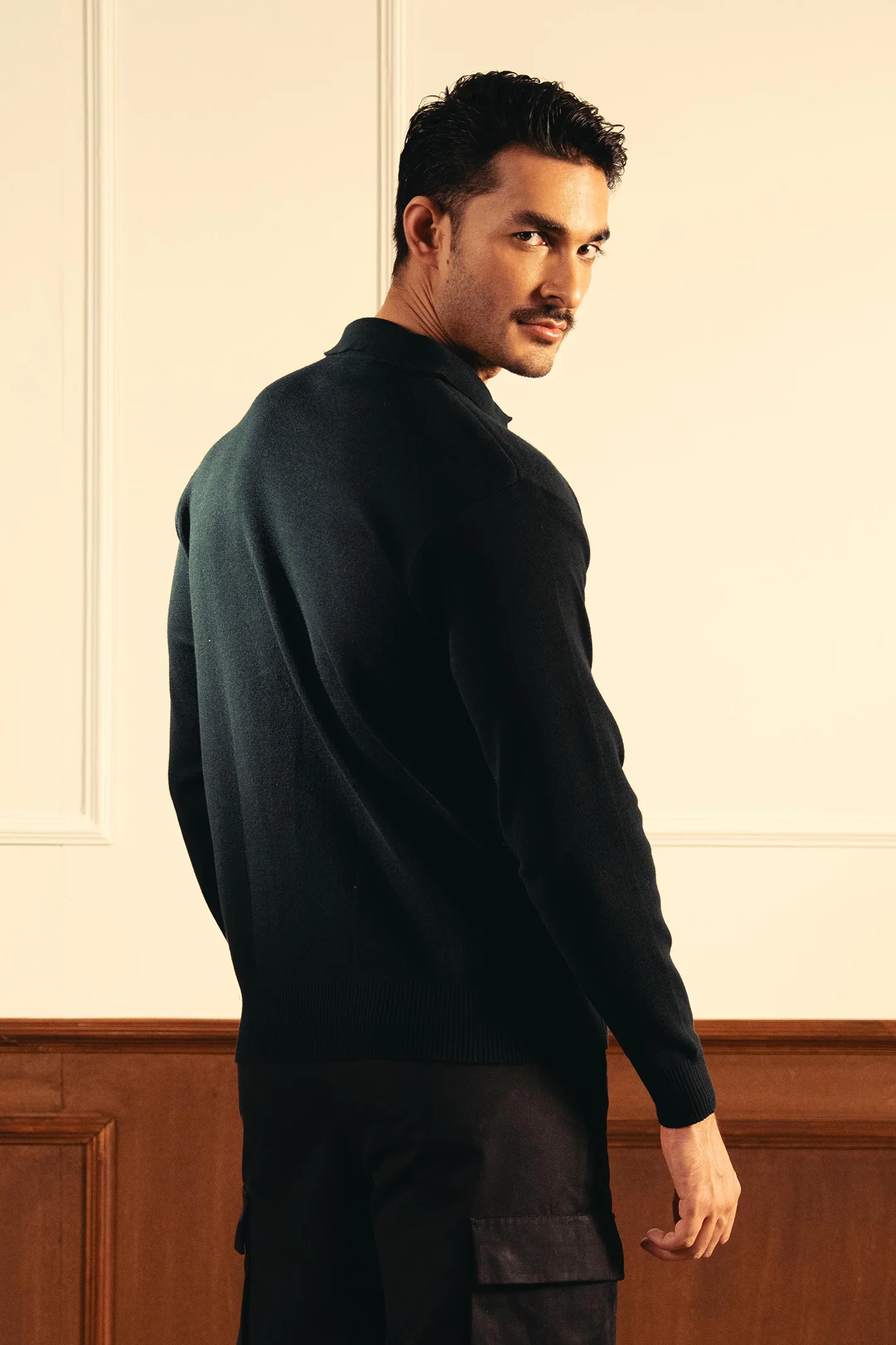 Classic Knitted Polo Shirt - Dark Teal - Image 5