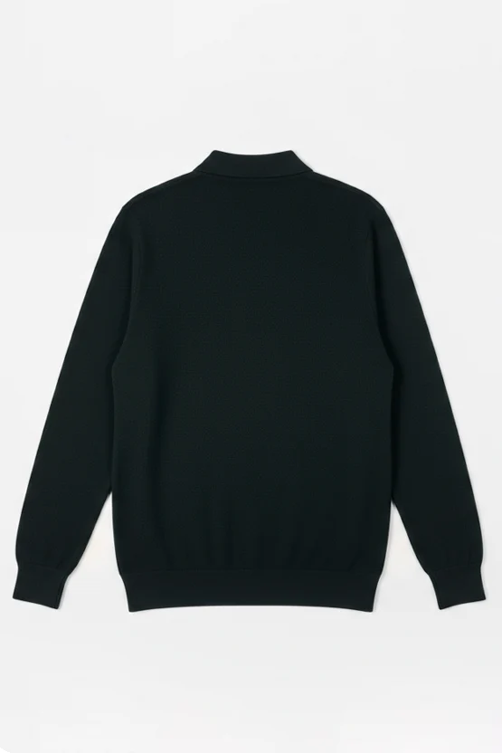 Classic Knitted Polo Shirt - Dark Teal - Image 7