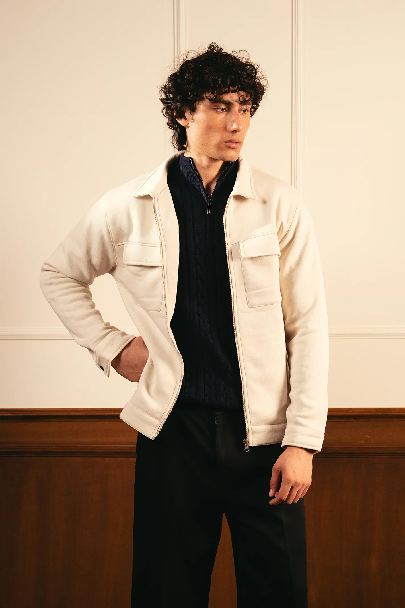 Full Zipper Jacket – Ivory - Image 4
