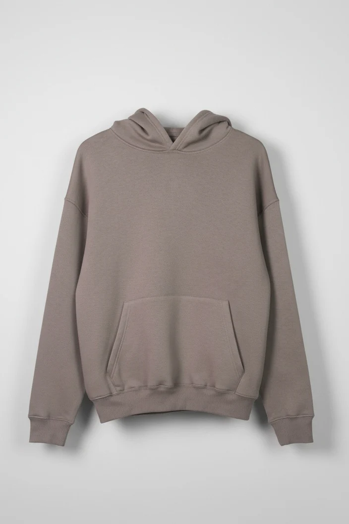 Heavy Fleece Pullover Hoodie – Gray - Image 7
