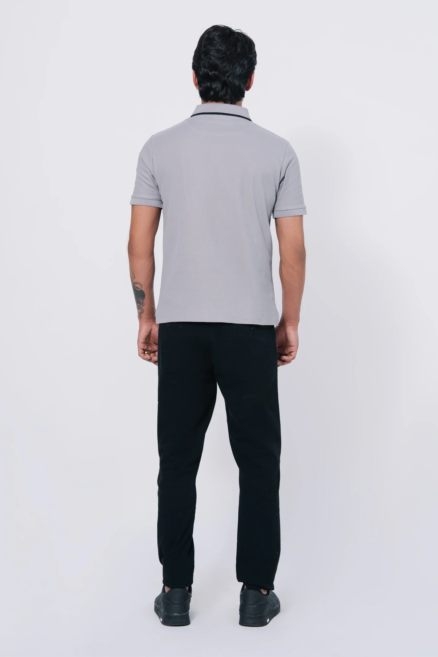 Pique Texture Polo Shirt – Grey - Image 12