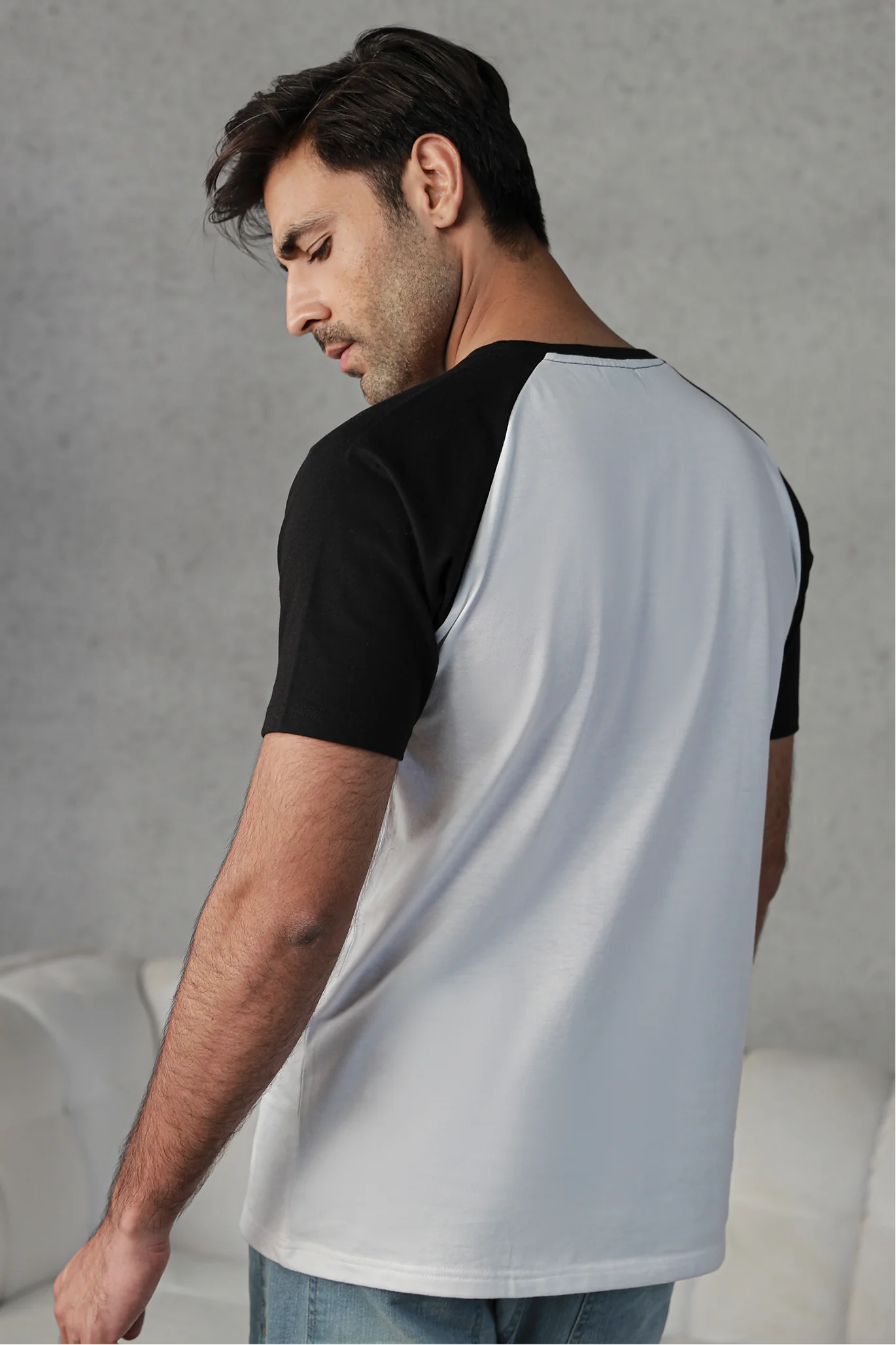 Raglan T-Shirt – White & Black - Image 3