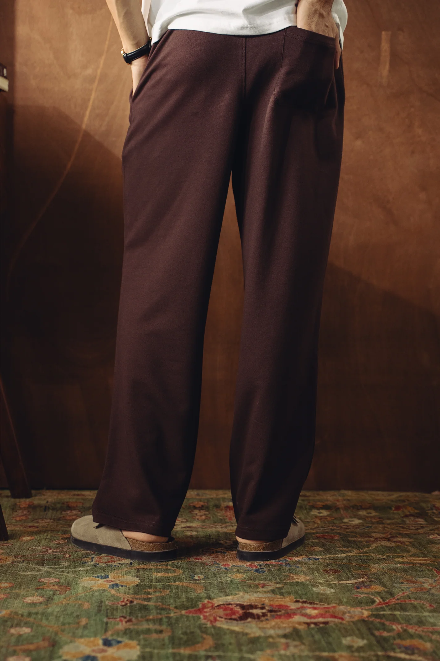Relaxed Fit Terry Trousers – Dark Brown - Image 2