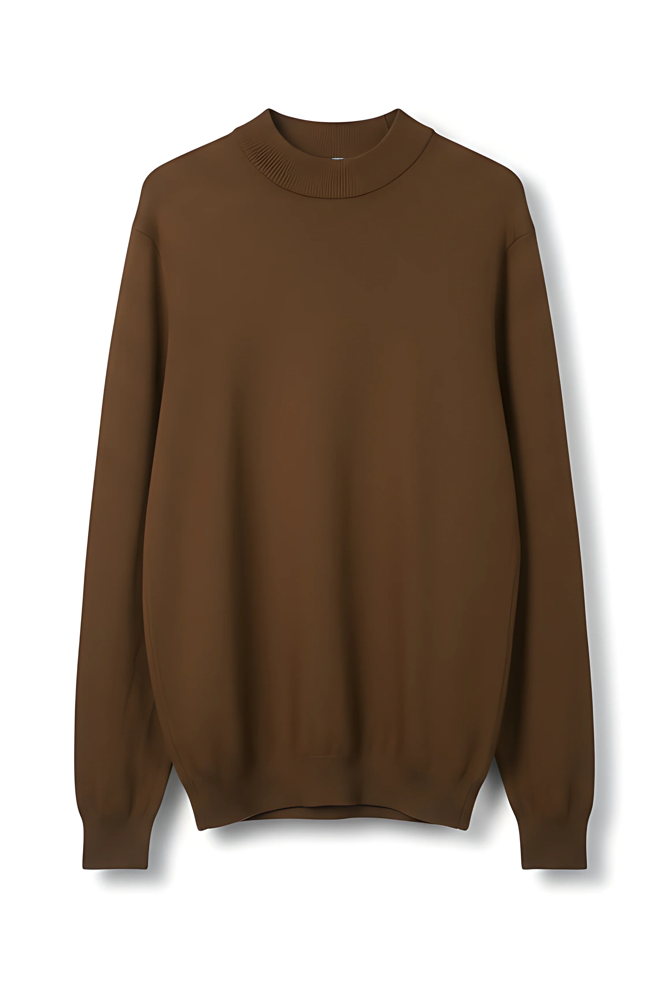 Soft Knit Mock Neck Sweater – Coffee - Image 7