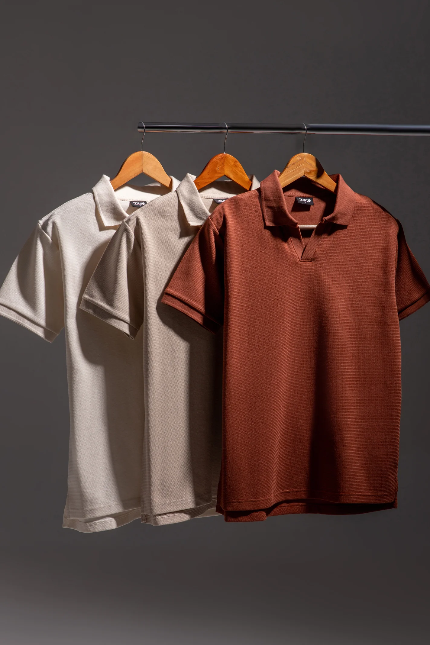 Textured Polo Shirt – Rust - Image 5