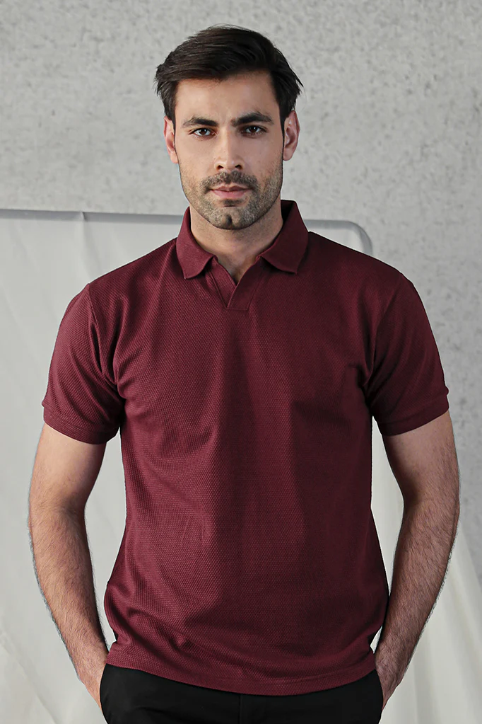 Textured Popcorn Polo Shirt β Maroon