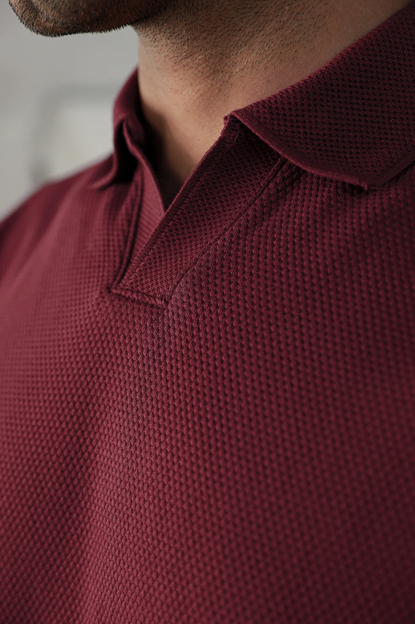 Textured Popcorn Polo Shirt β Maroon - Image 3