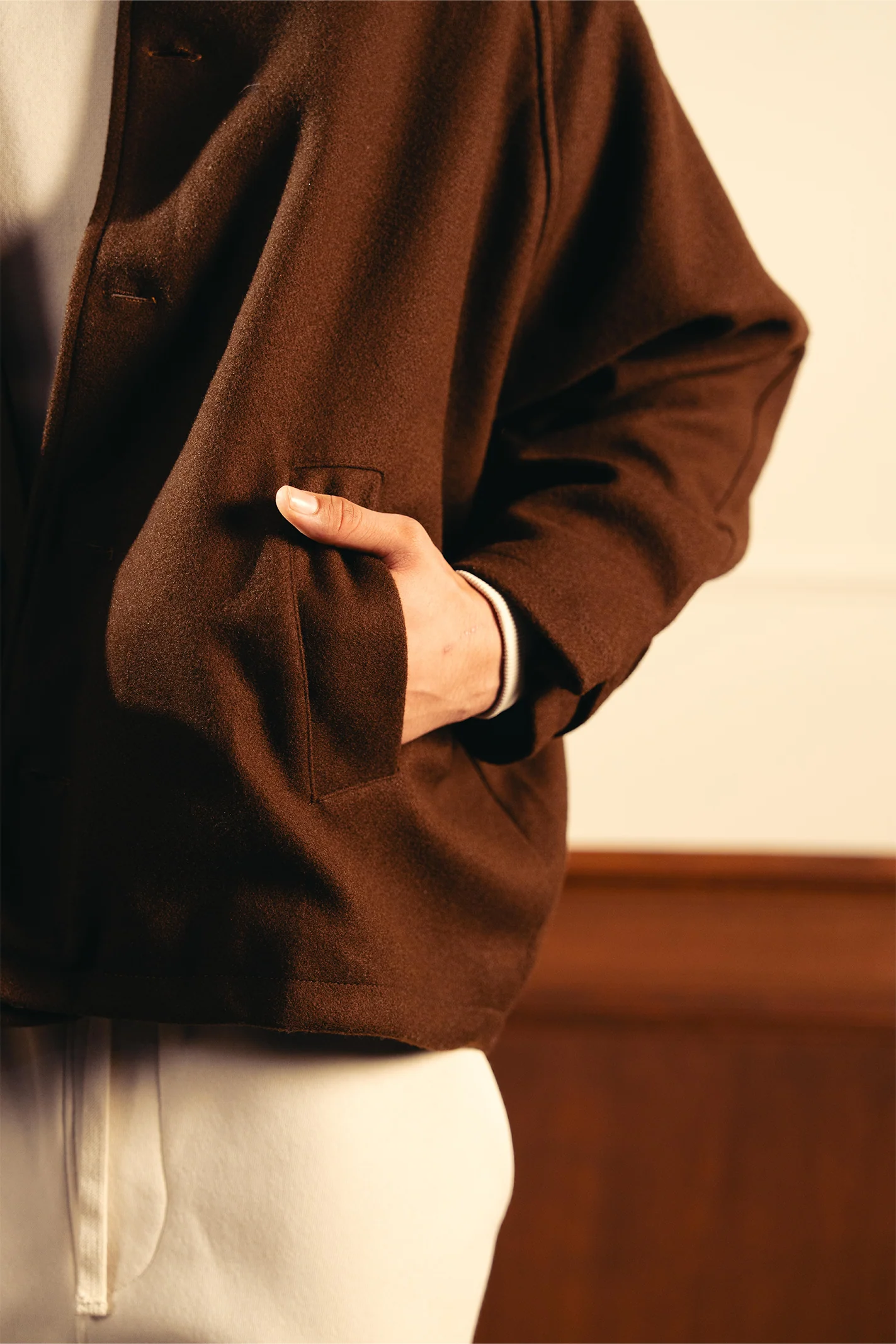Wool Short Coat – Brown - Image 3