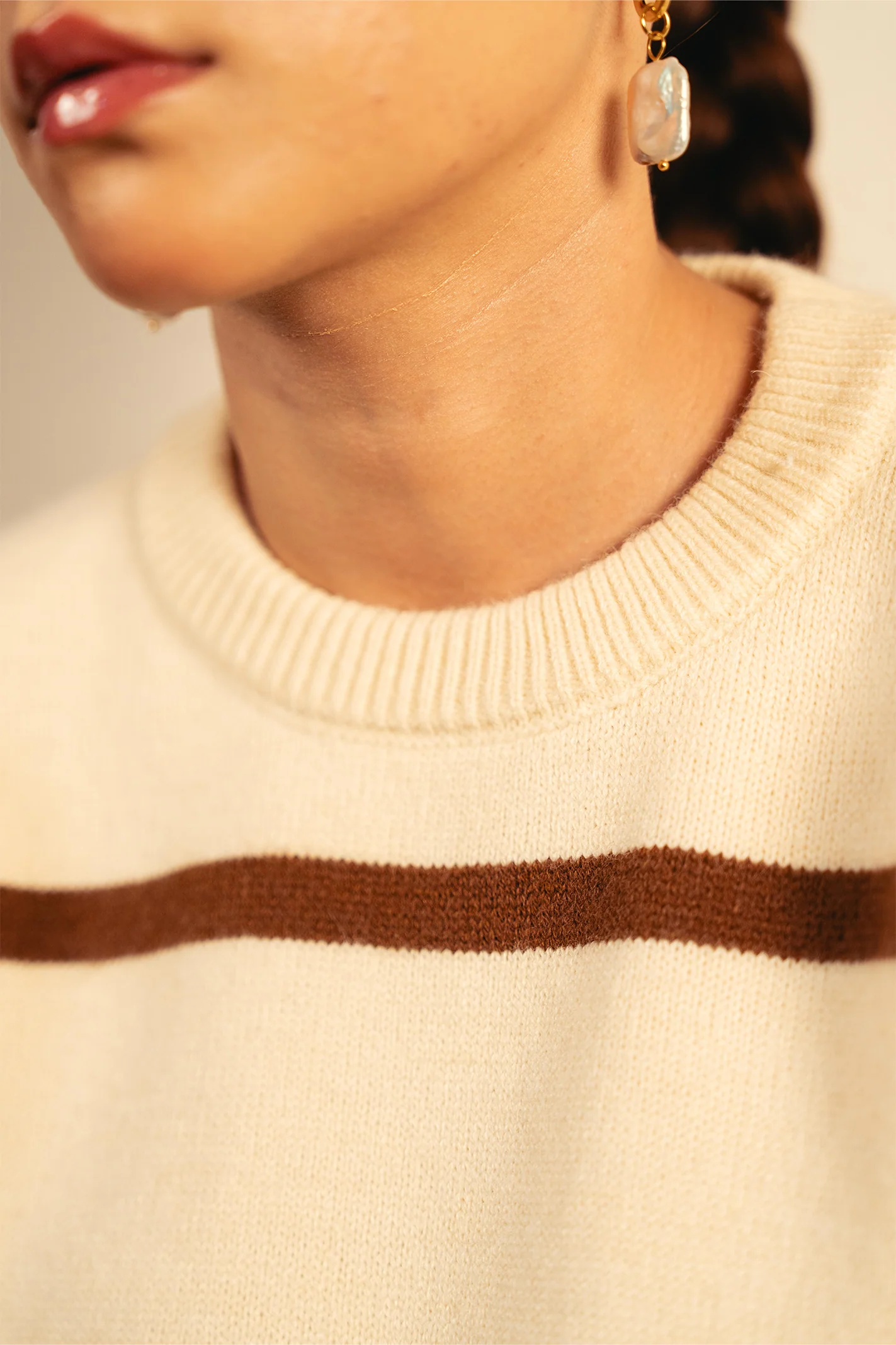 Monochrome Stripe Sweater - Cream - Image 6