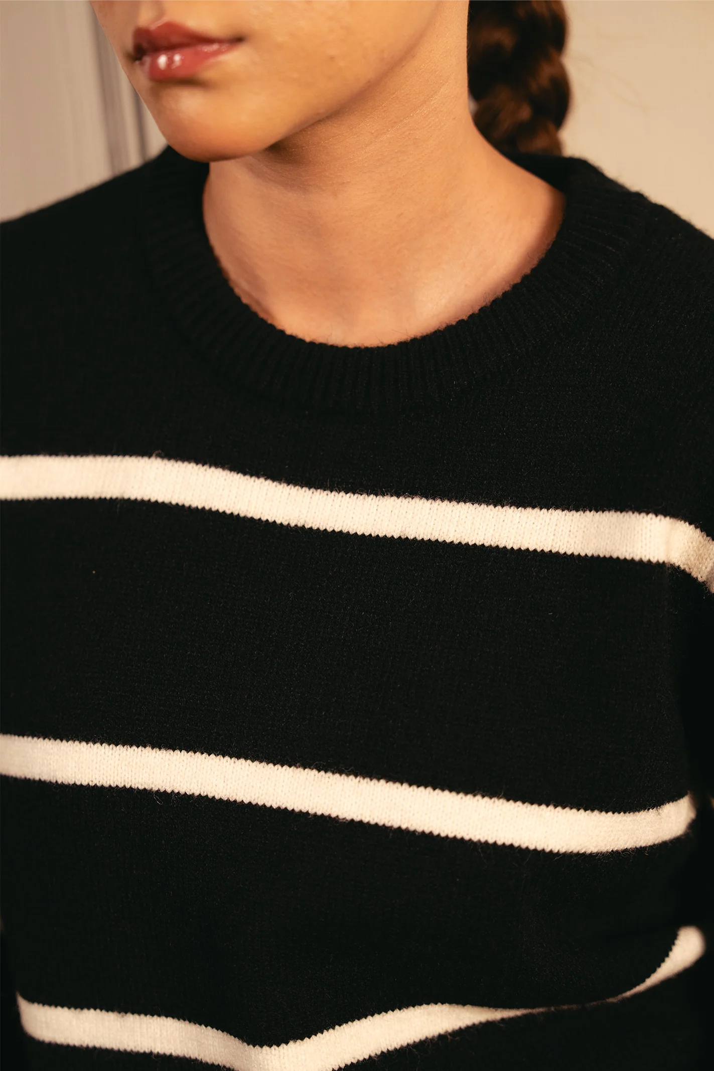 Monochrome Stripe Sweater - Black - Image 3