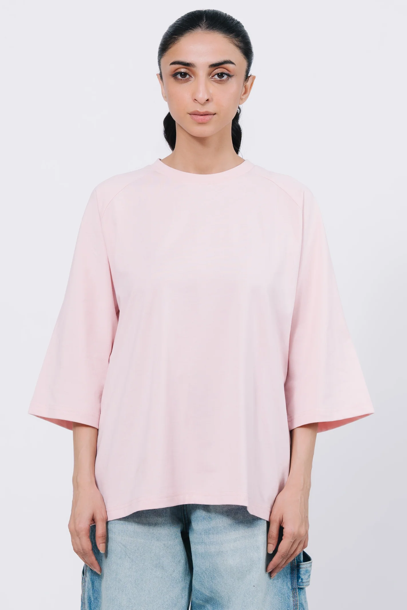 Raglan Oversize T- Shirt - Light Pink - Image 2