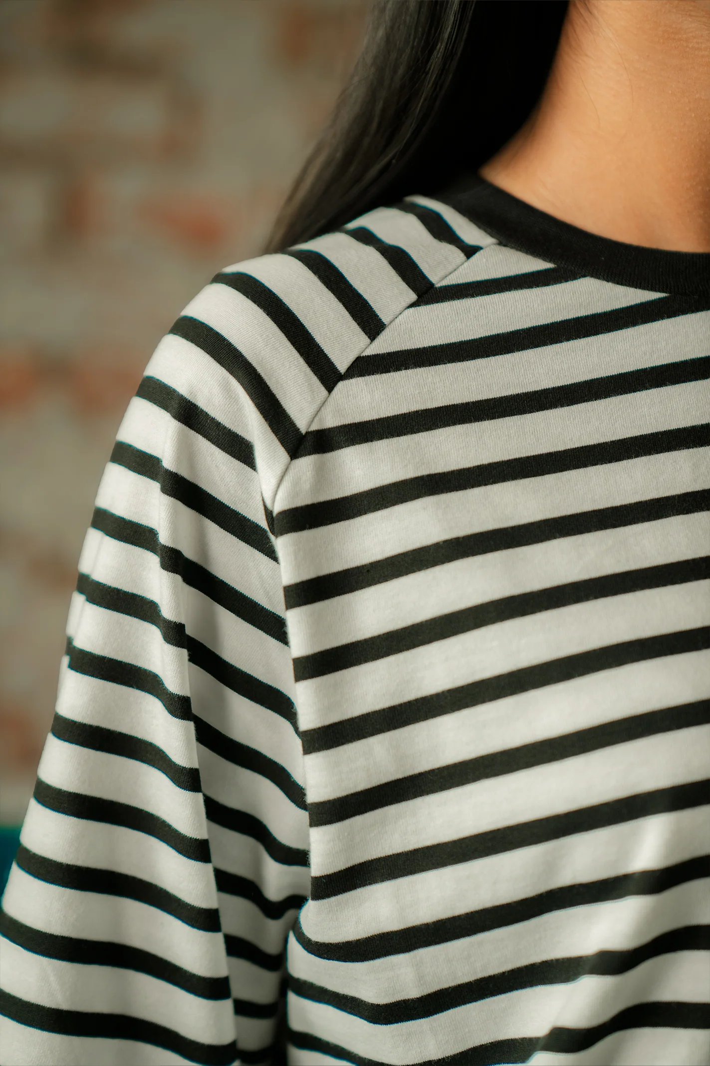 Raglan Stripe Tee - Black and White - Image 4