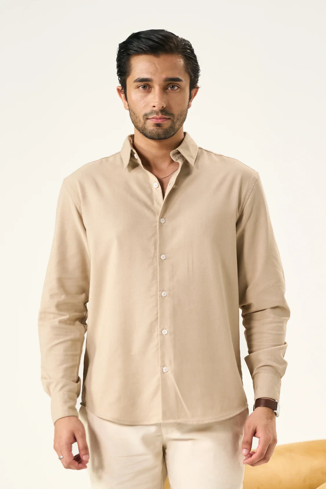 Relaxed Linen Shirt - Sandy Beige - Image 3
