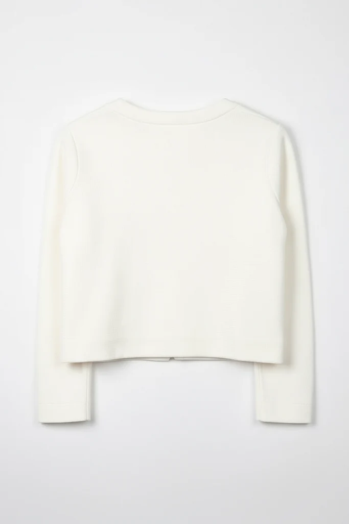 Tailored Round Neck Cardigan - Off-White - Image 8