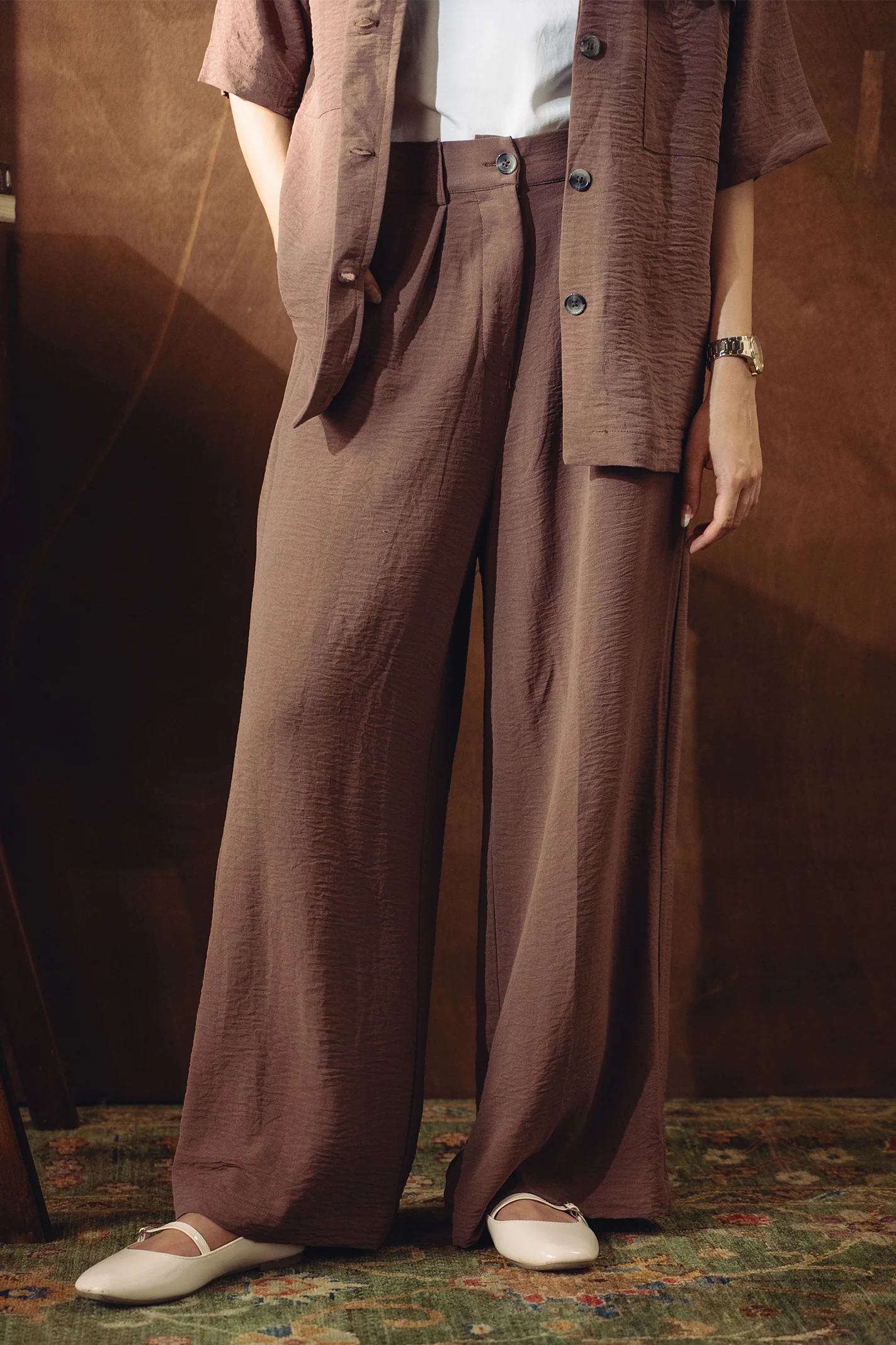 Shawl Collar Cord Set - Salmon Pink - Image 8