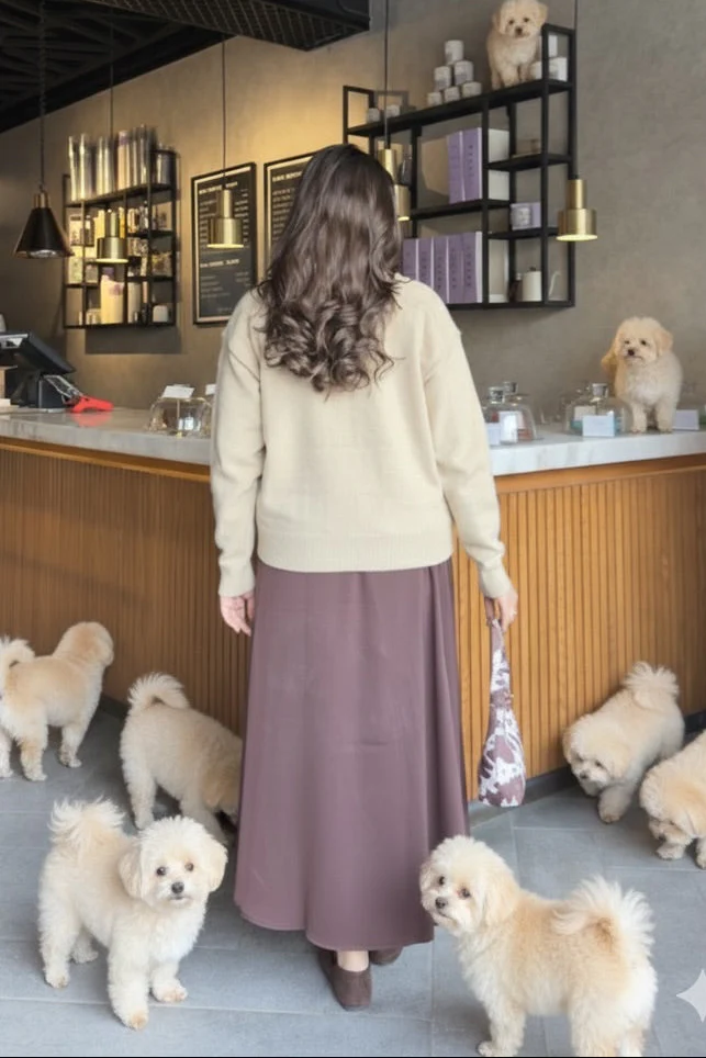 Snug-fit Wool Cardigan - Nude - Image 3