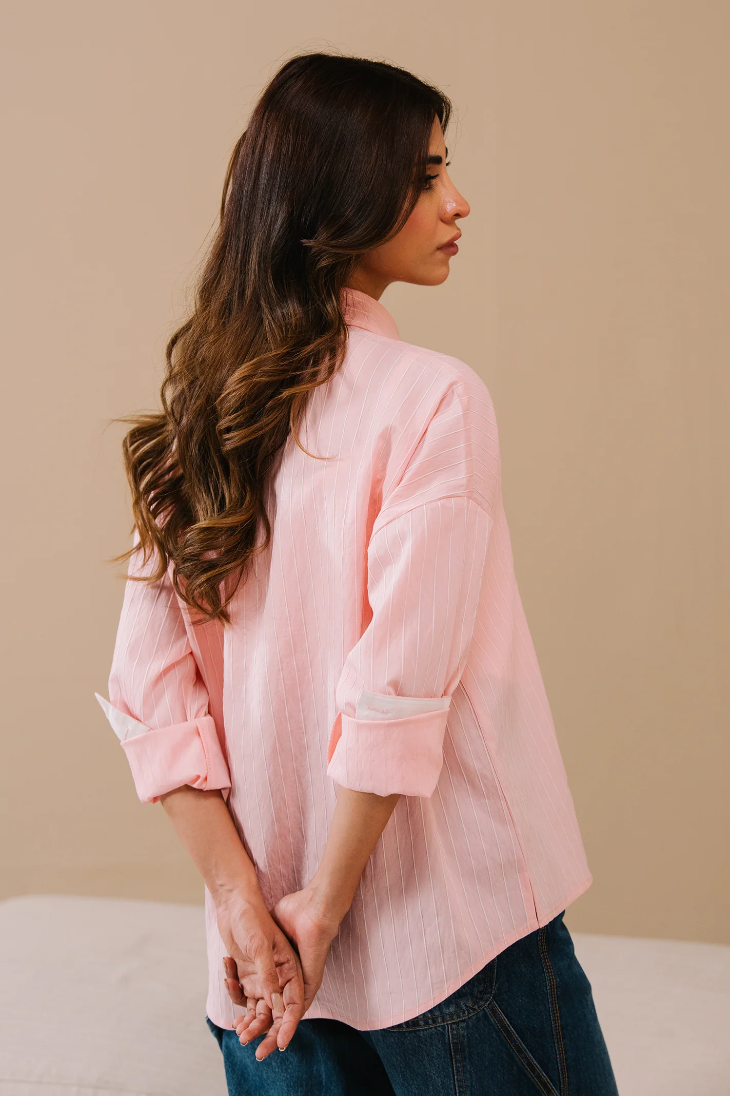 Stripe Button-down shirt - Pink and white stripe - Image 4