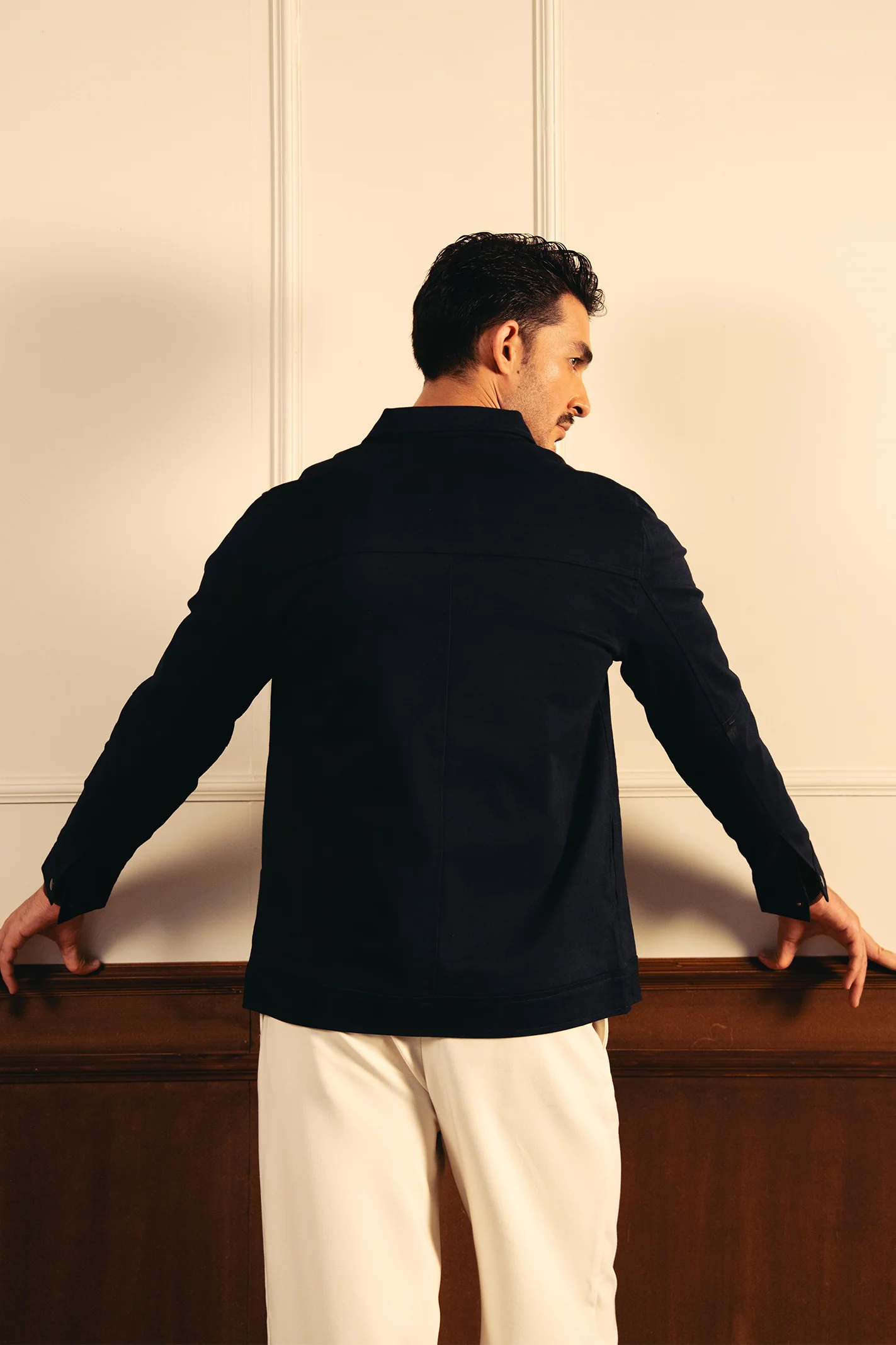 Structured Woven Jacket – Navy Blue - Image 5